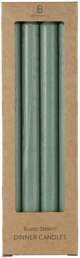 4 Dinner Candles, rustikale Stabkerzen, grün 
