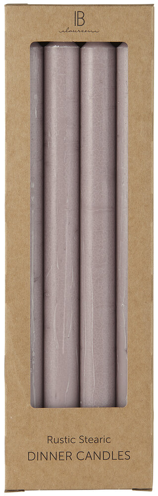 4 Dinner Candles, rustikale Stabkerzen, rosa 