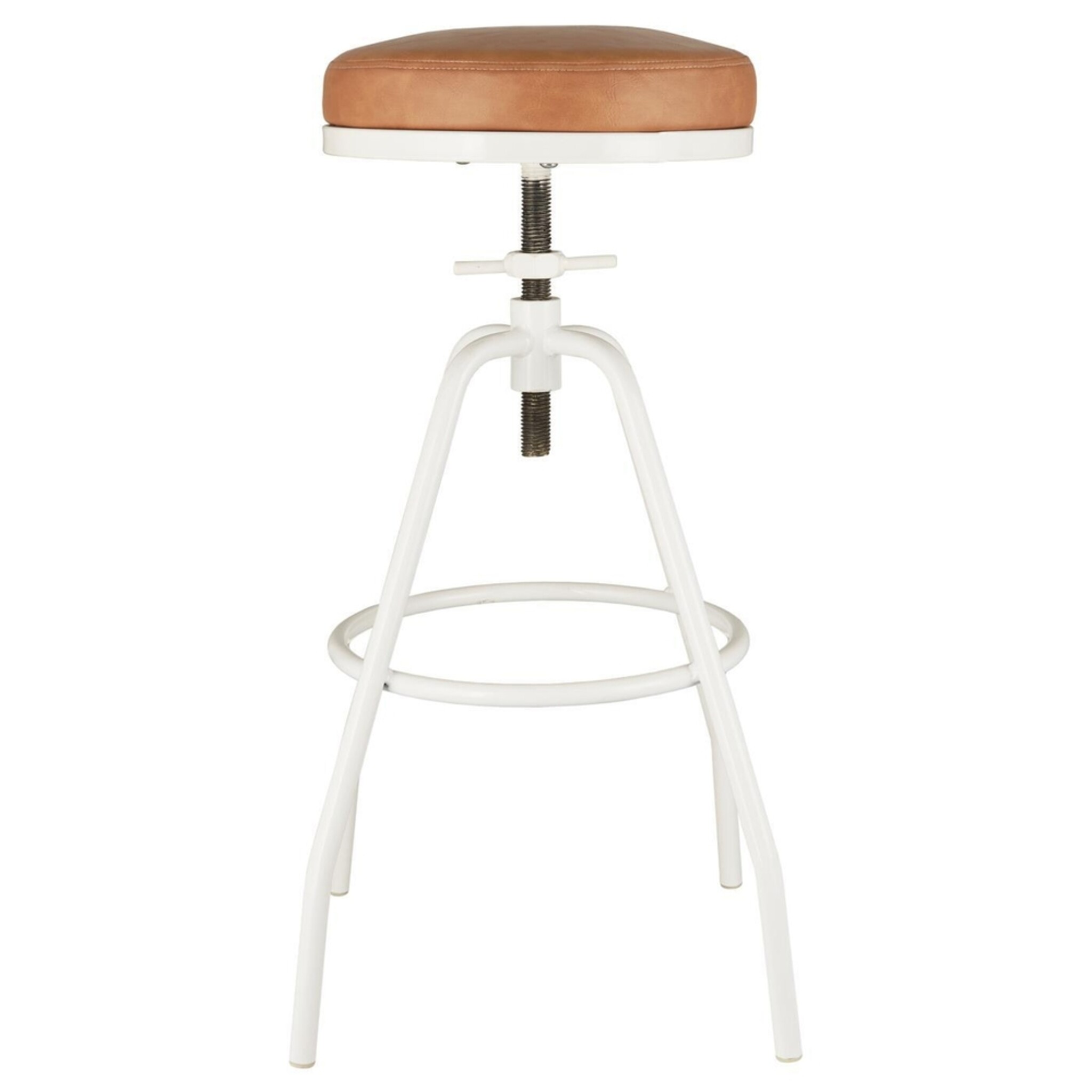 Barhocker höhenverstellbar Kunstledersitz und Metallgestell, weiss 