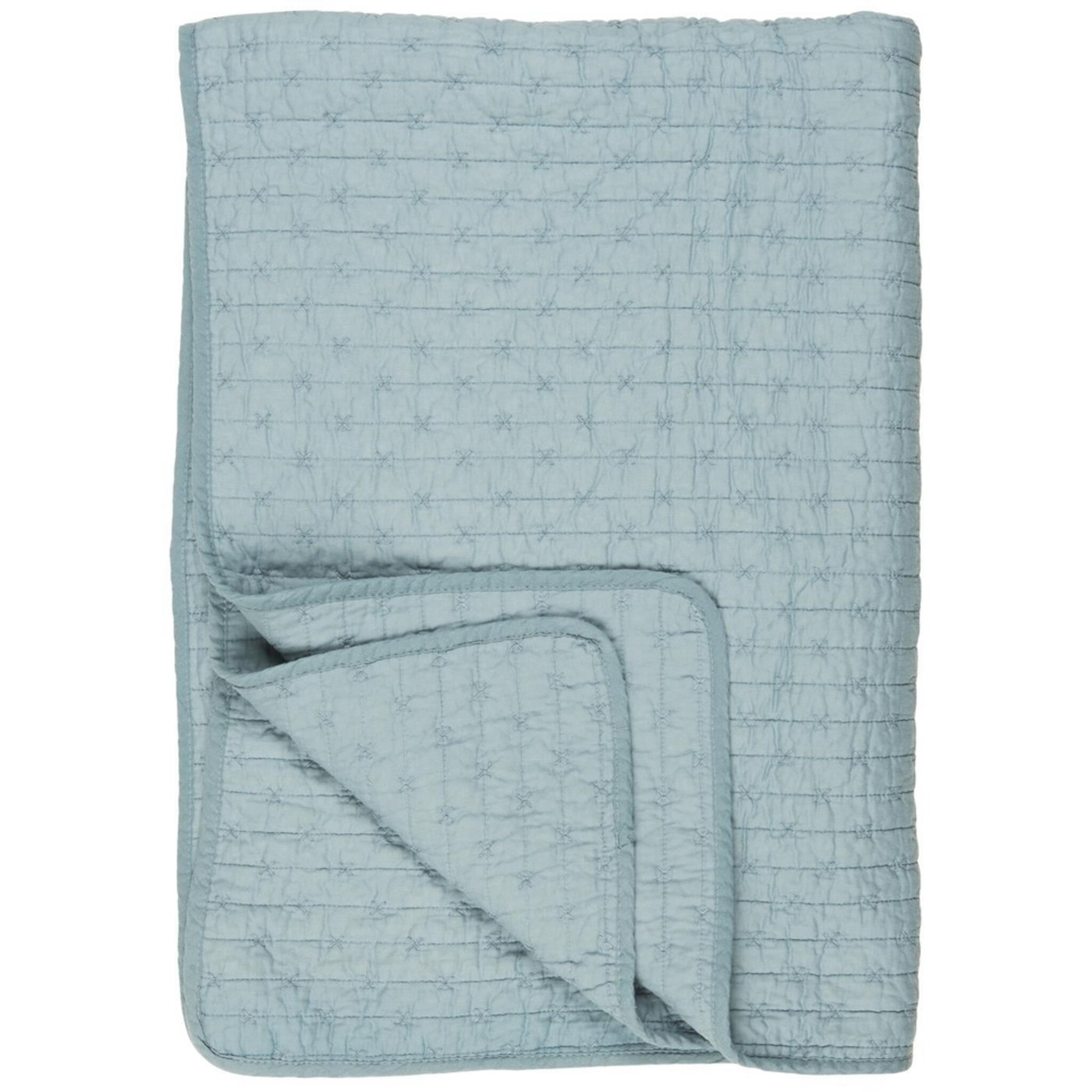 Baumwoll-Quilt mit Kreuzstichen, blau 