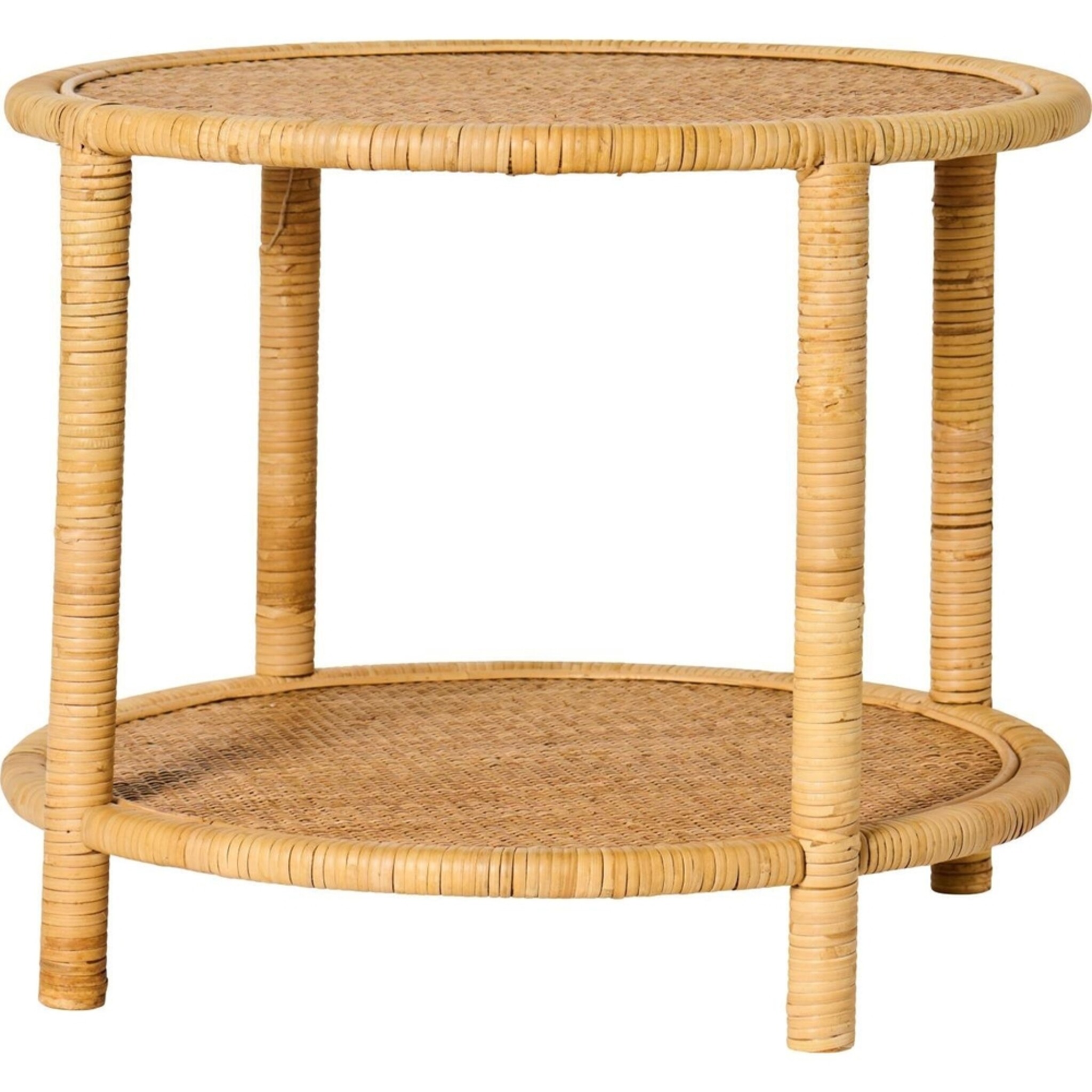 Beistelltisch mit geflochtenen Tischplatten aus Rattan, natur 