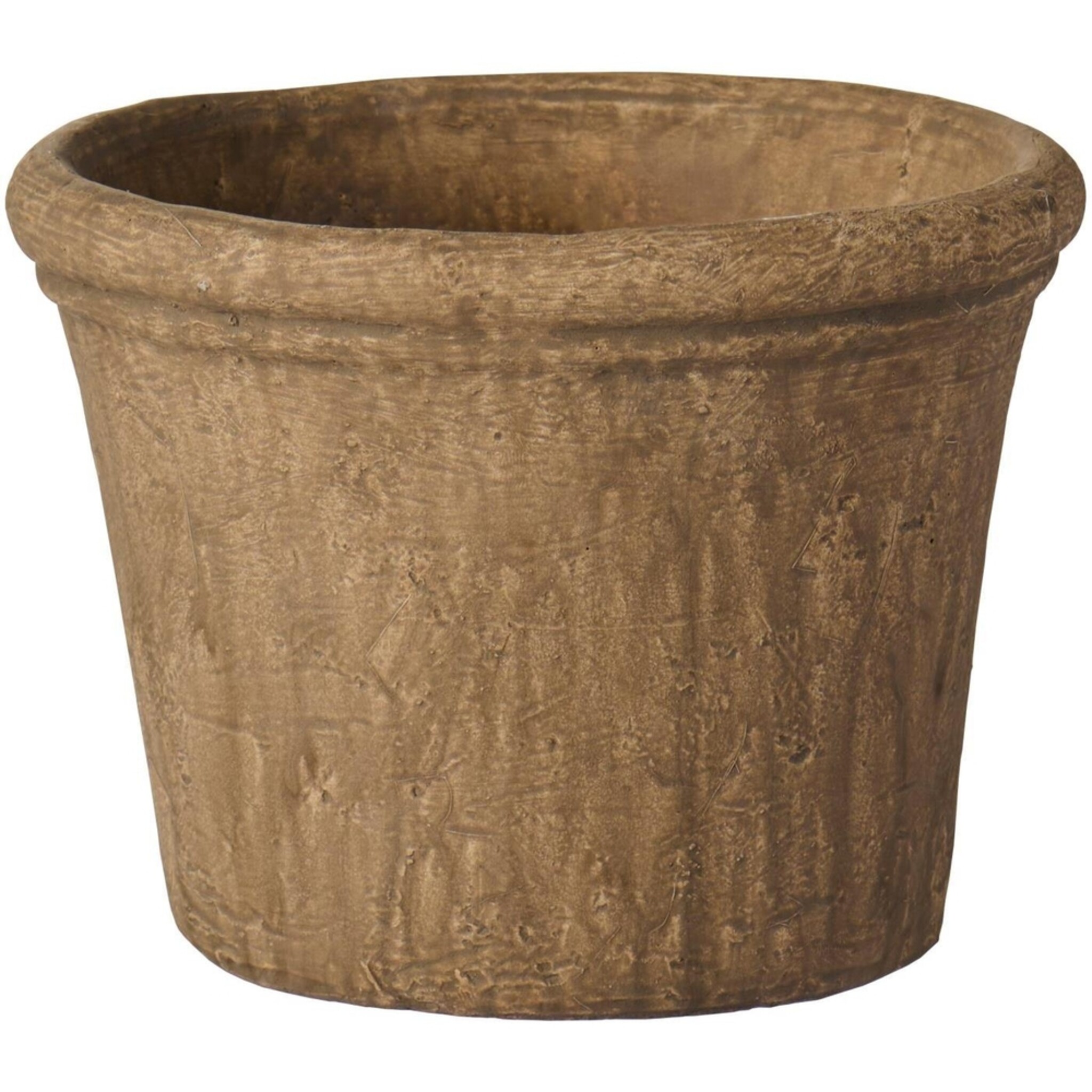 Blumentopf Athen mit gerillter Kante Zement, sanddunkel Höhe 12, Ø 15.8 cm