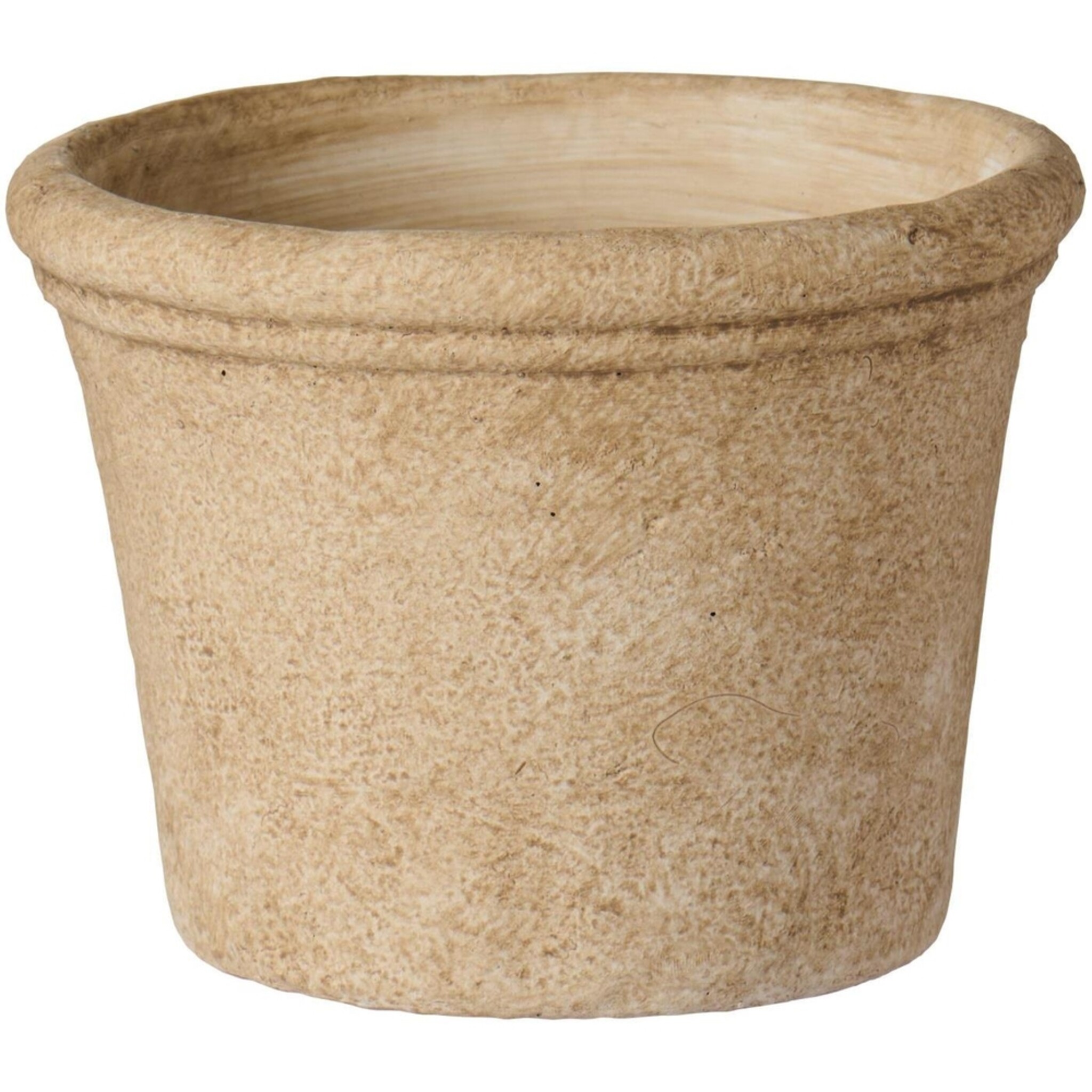 Blumentopf Athen mit gerillter Kante Zement, sandhell Höhe 12, Ø 15.8 cm