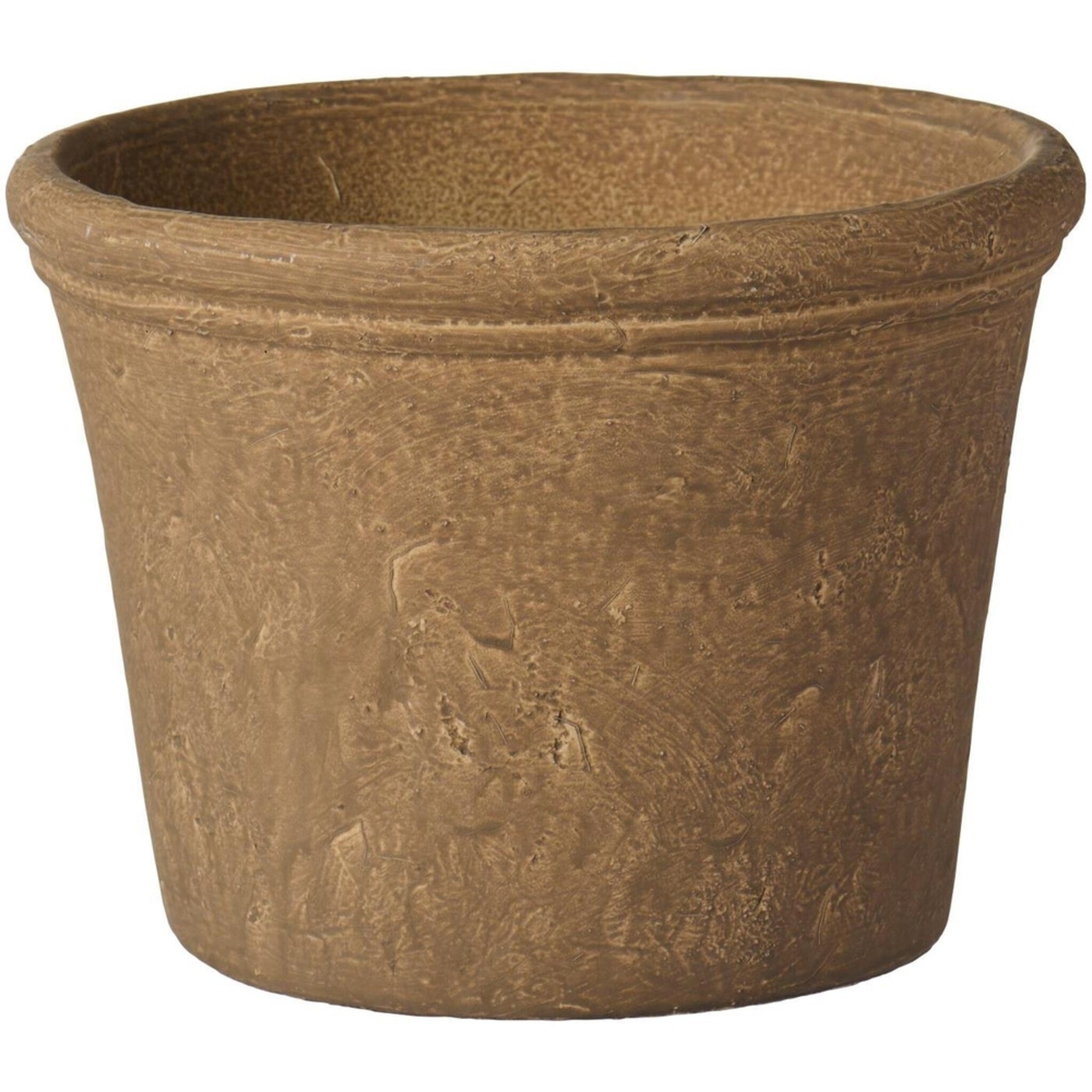 Blumentopf Athen mit gerillter Kante Zement, sanddunkel Höhe 15, Ø 19.8 cm