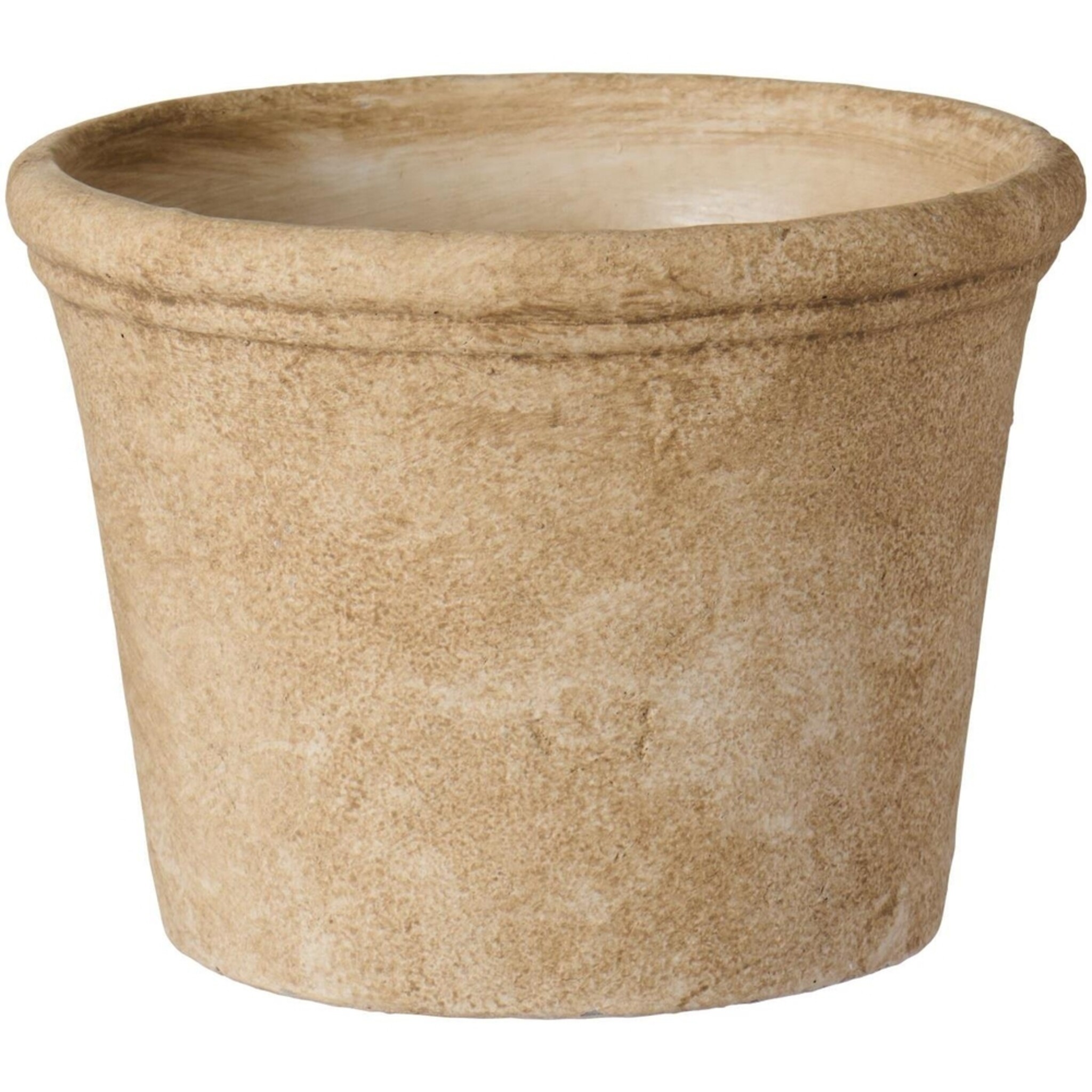 Blumentopf Athen mit gerillter Kante Zement, sandhell Höhe 15, Ø 19.8 cm