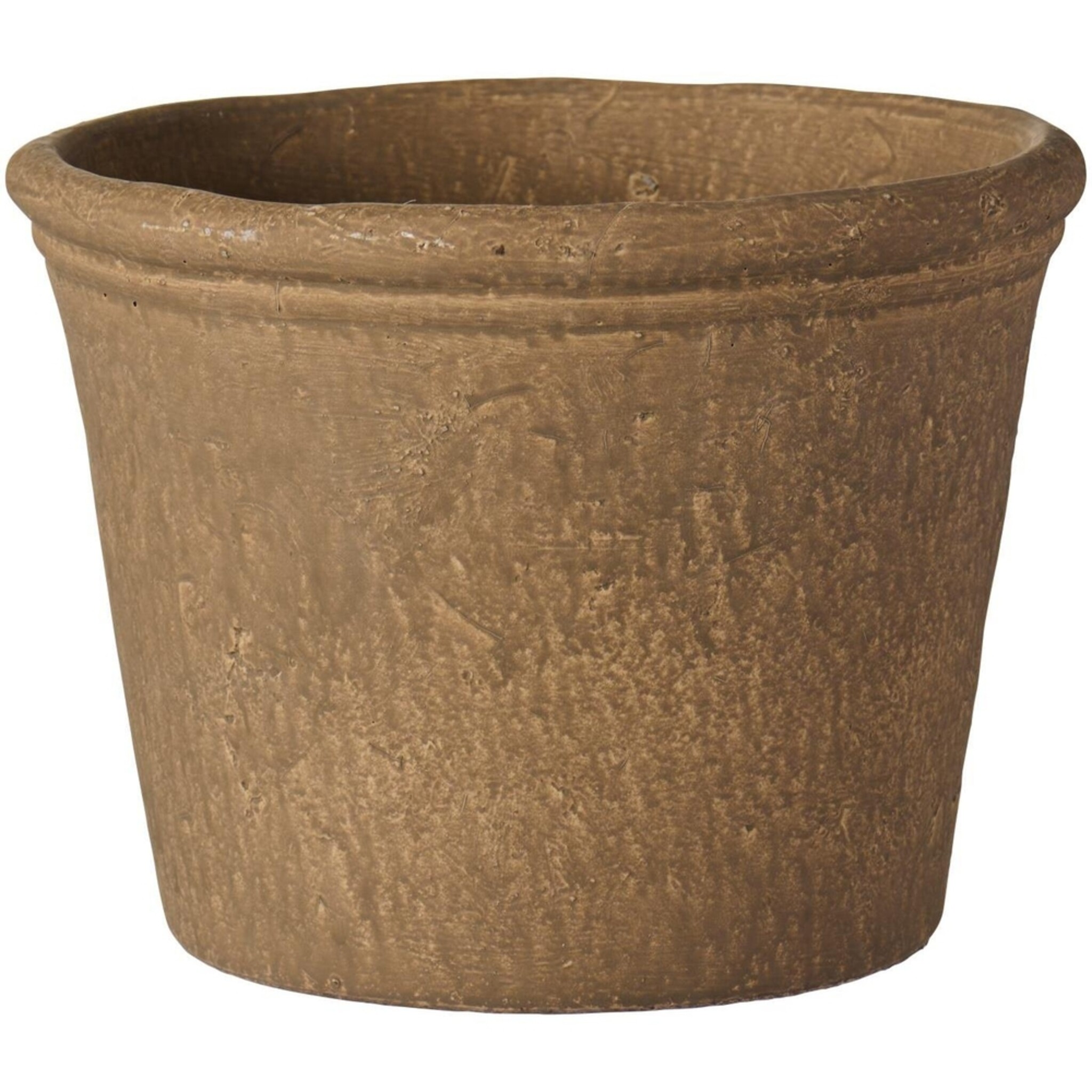 Blumentopf Athen mit gerillter Kante Zement, sanddunkel Höhe 18, Ø 23.5 cm