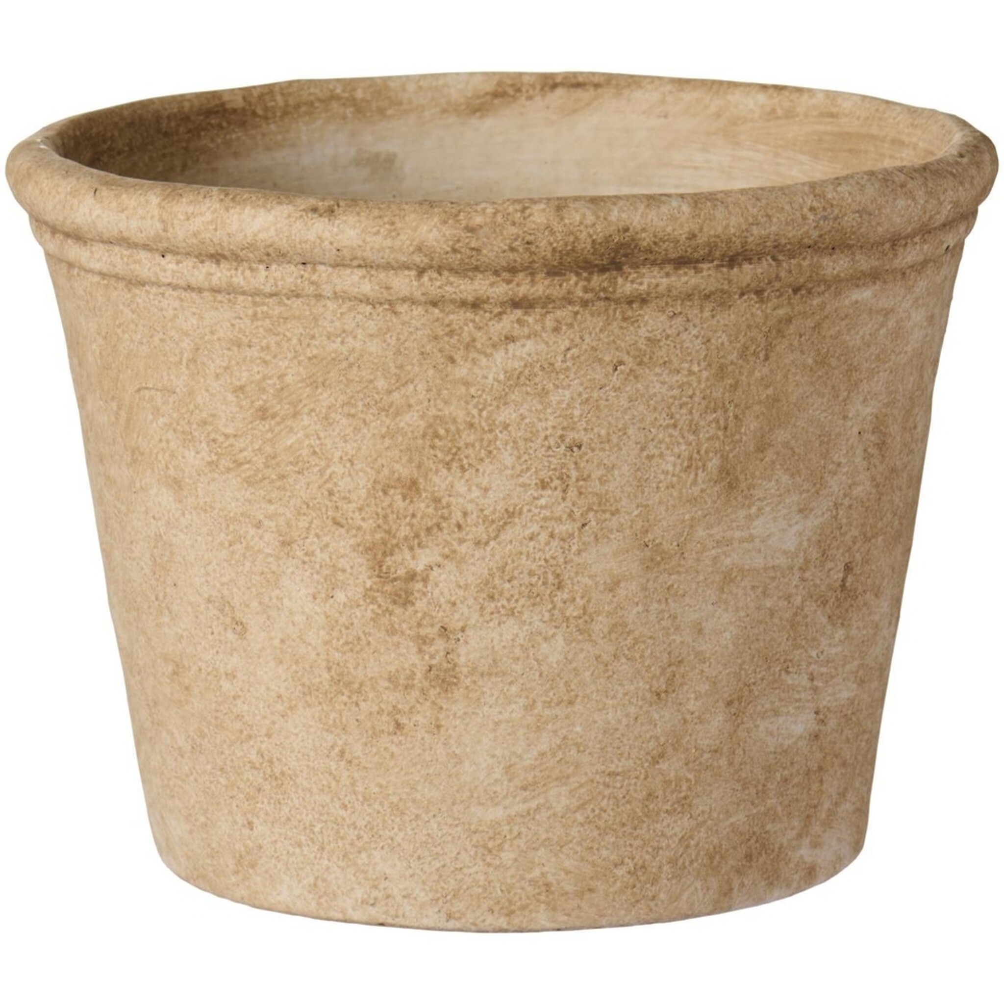 Blumentopf Athen mit gerillter Kante Zement, sandhell Höhe 18, Ø 23.5 cm