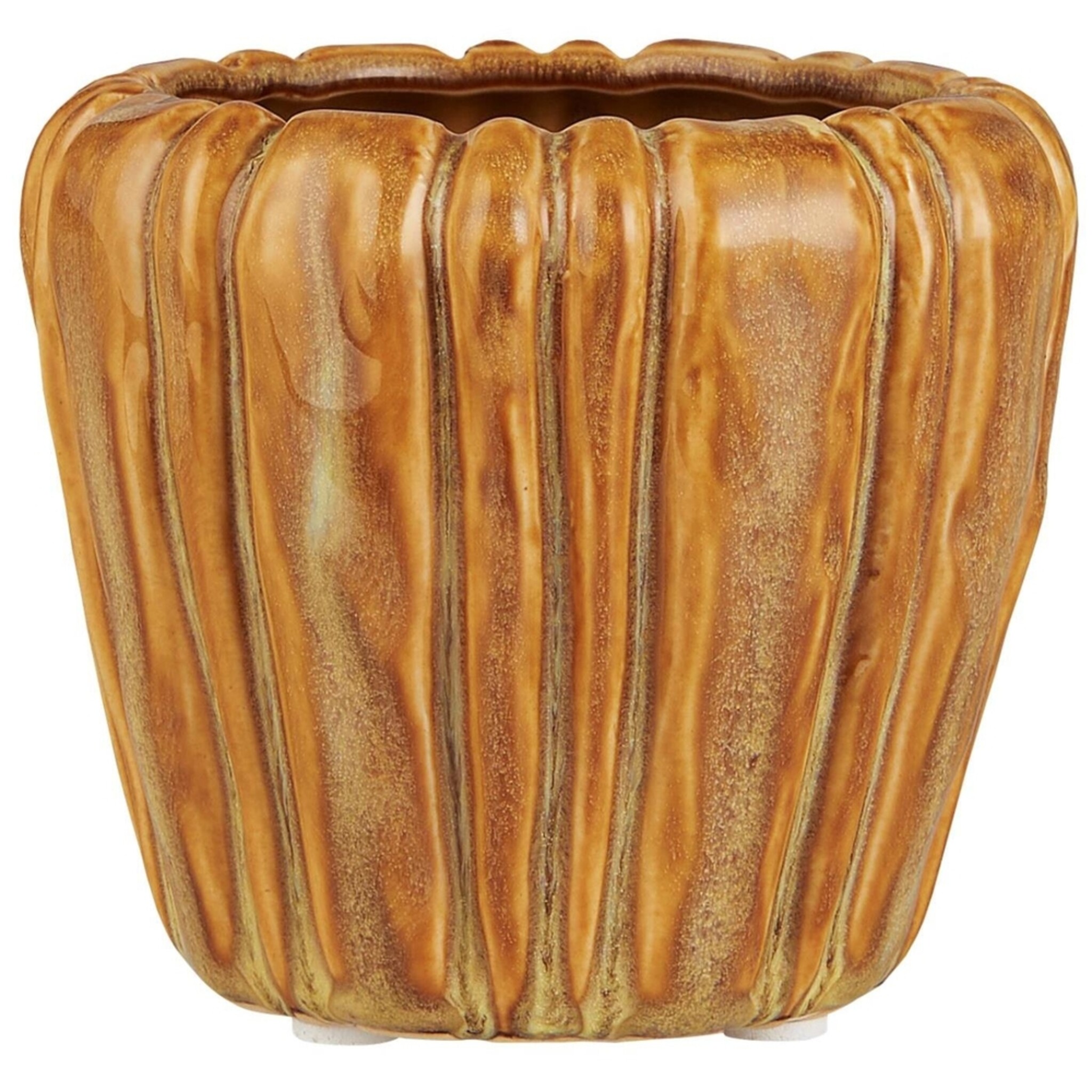 Blumentopf mit Rillen Keramik, braun Höhe 10.5, Ø 12.5 cm