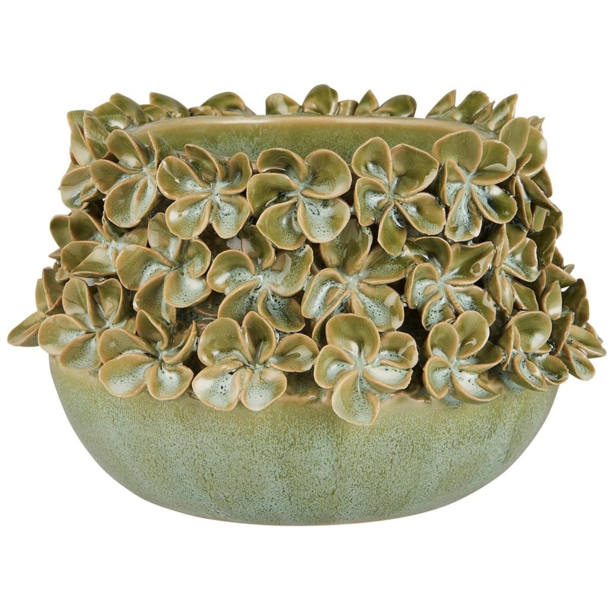 Blumentopf mit Schmuck Hortensia, grün 