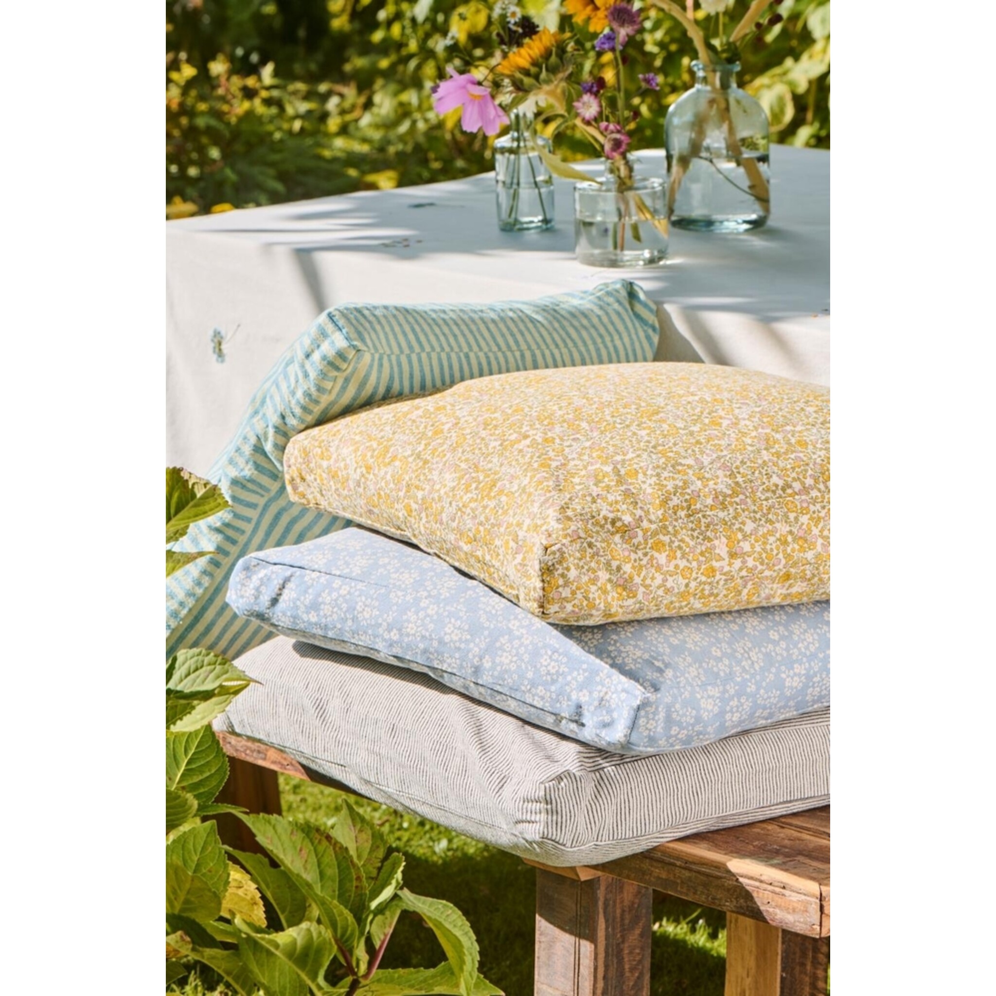 IB Laursen Boxkissenbezug Linea - Gestreift, hellgrün 