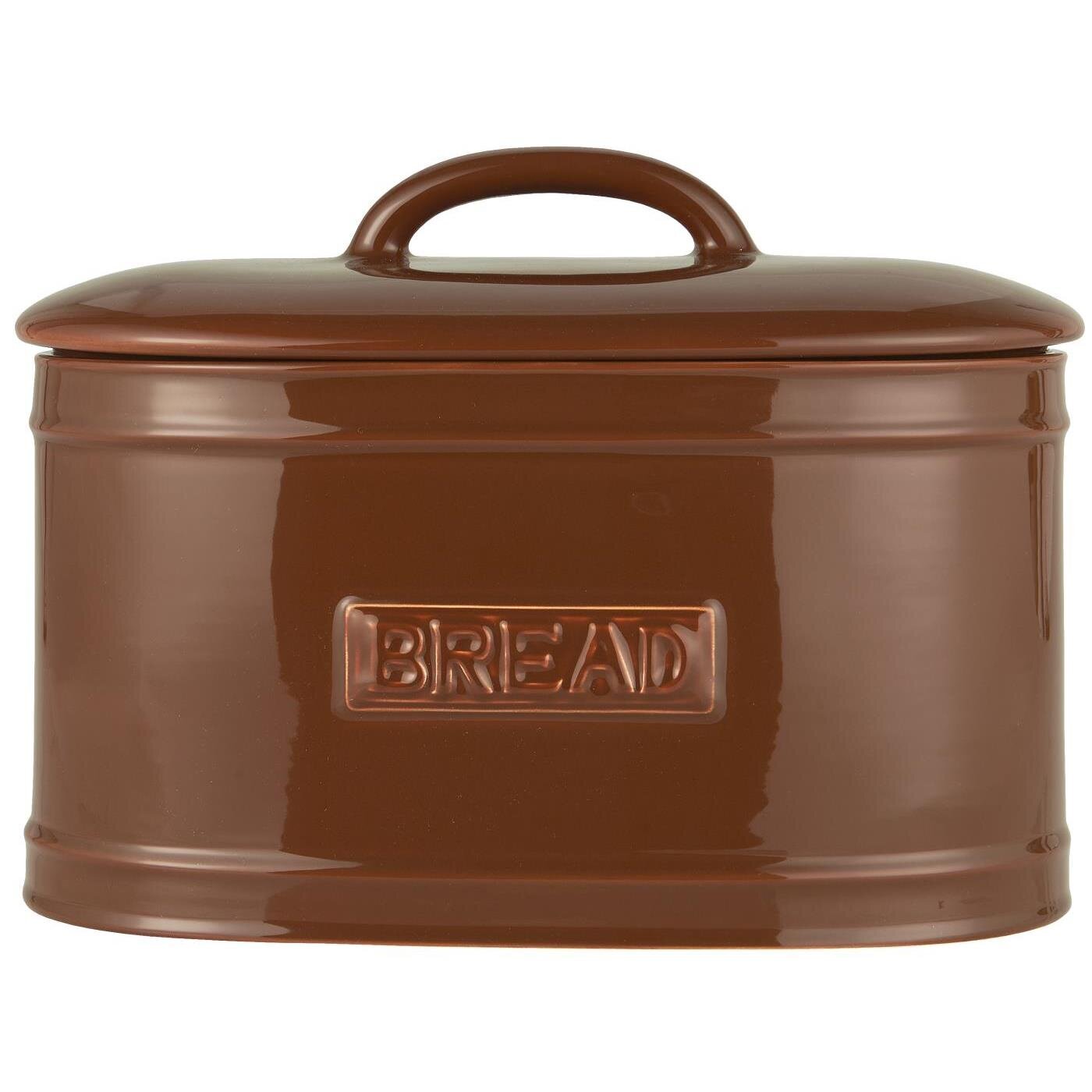 Brotkasten Brotbox oval aus Keramik, braun 