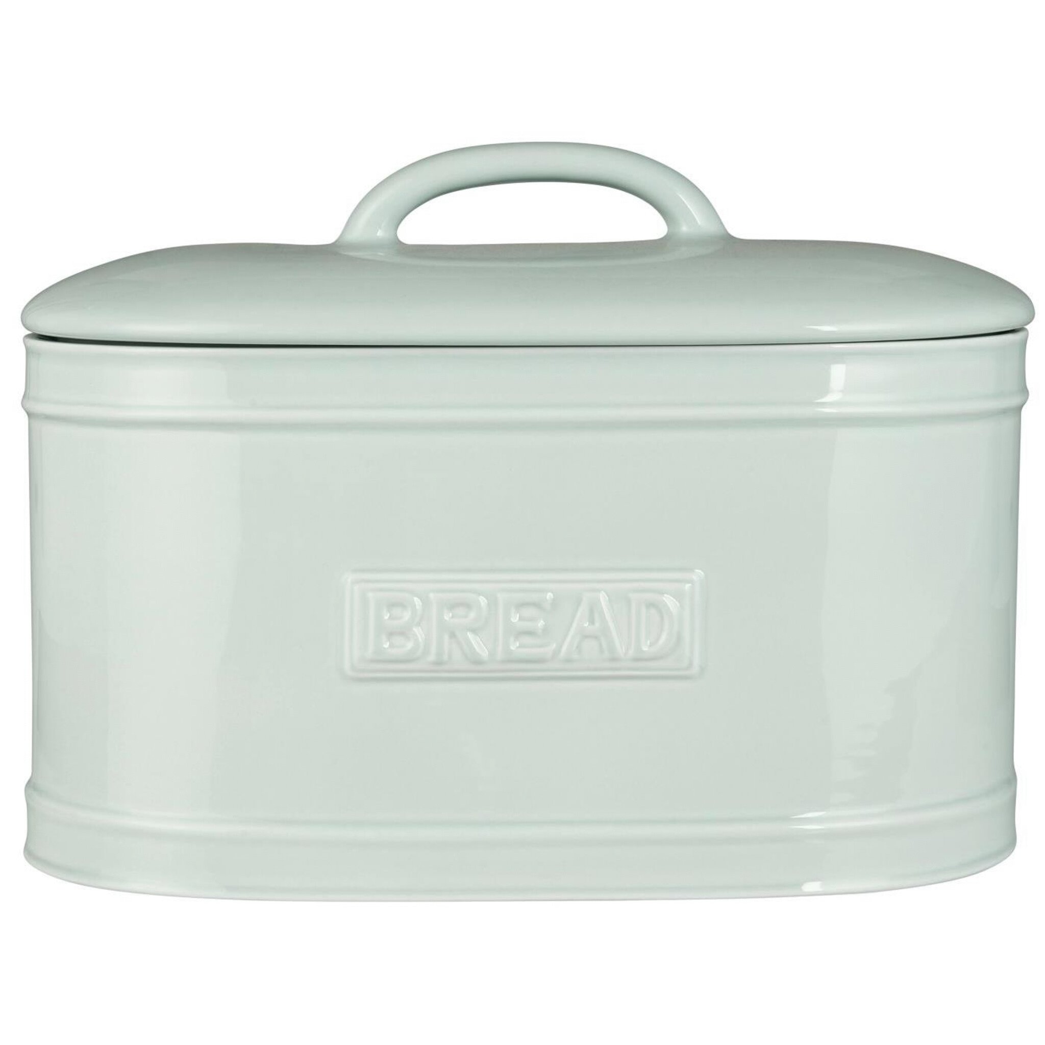 Brotkasten Brotbox oval aus Keramik, hellblau 