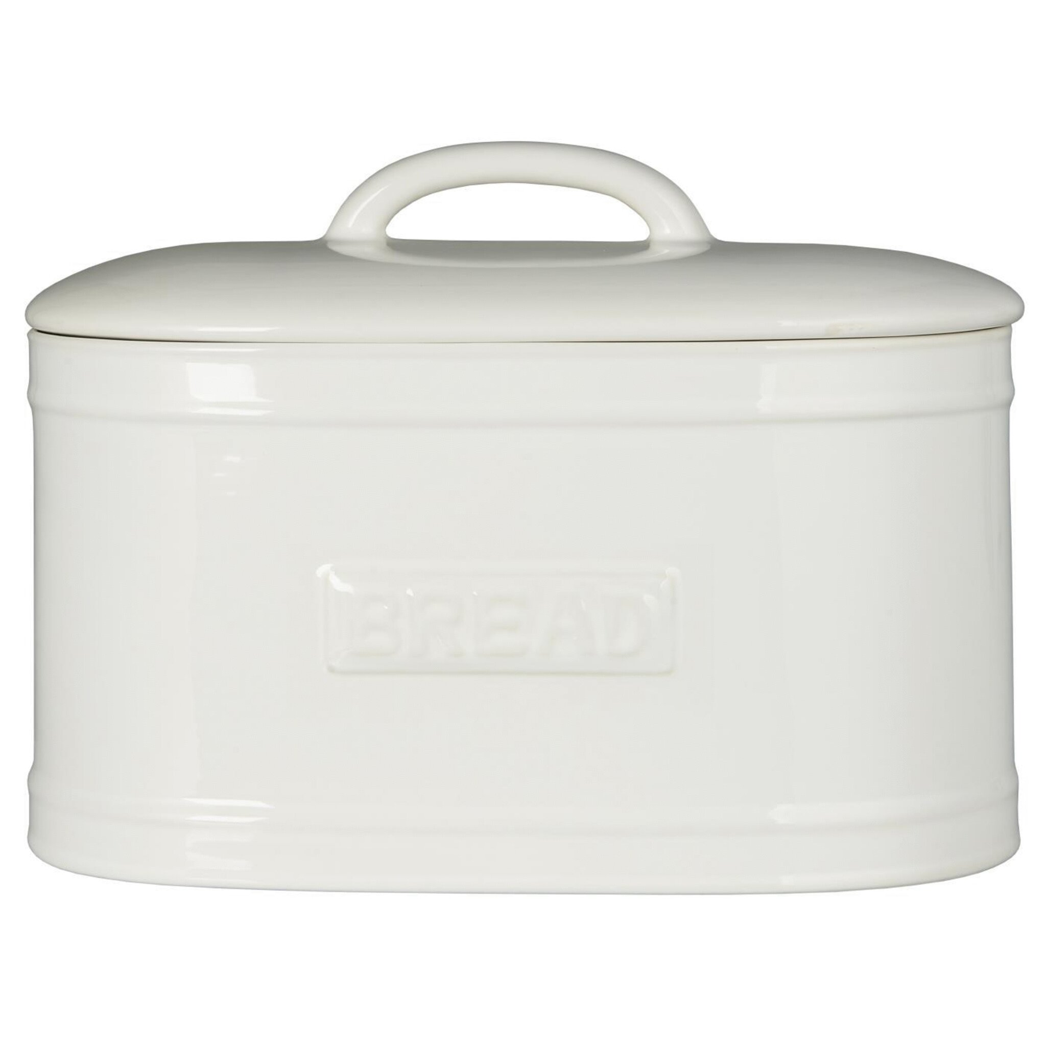 Brotkasten Brotbox oval aus Keramik, weiss 