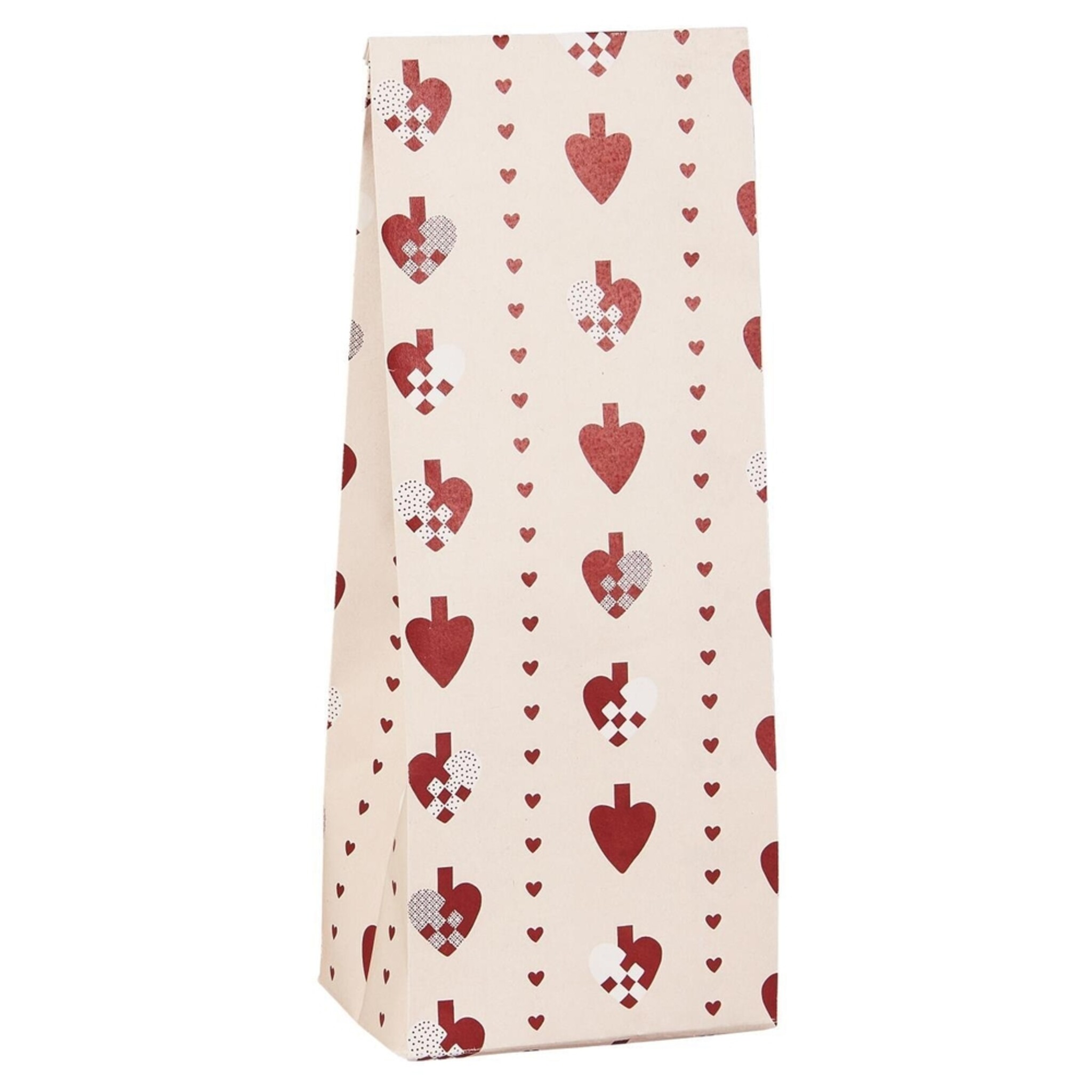 Buntfalttüte Flechtherzen, weiss 9 x 6 x 22.5 cm