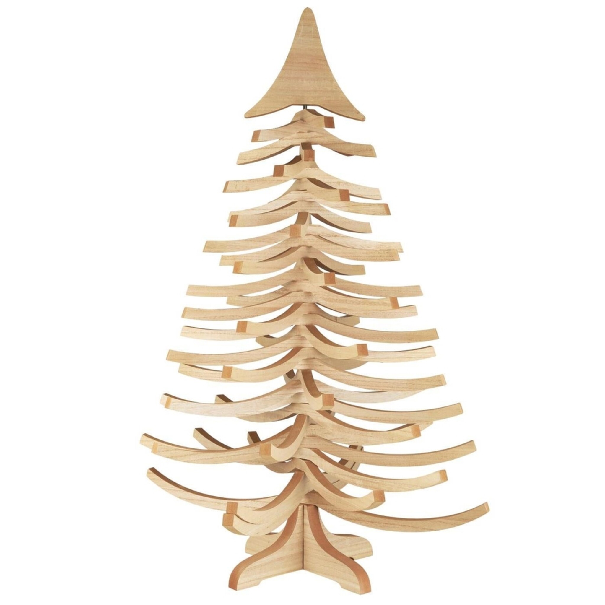 Deko Holz Tannenbaum stehend mit beweglichem Zweigen, natur
