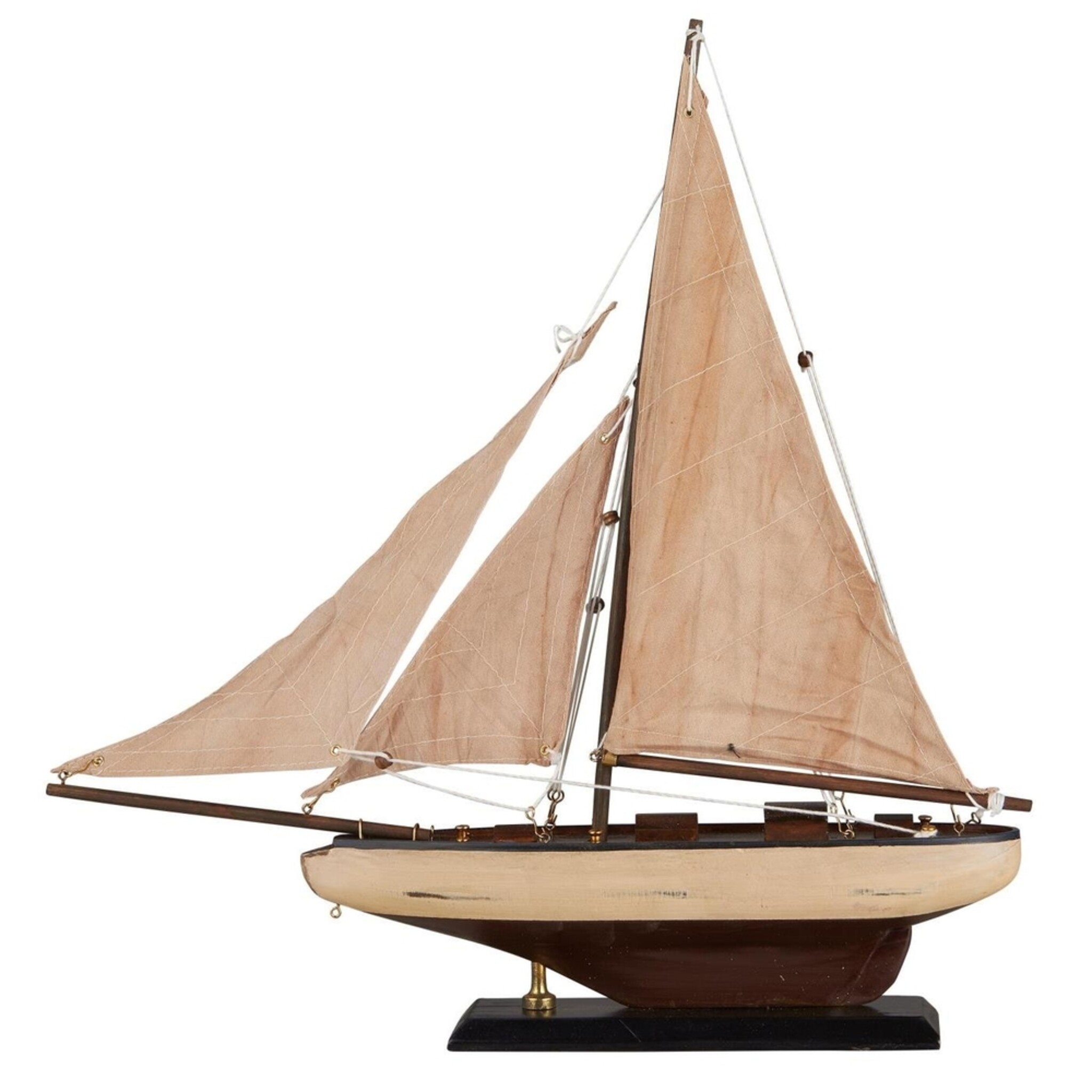 Deko Segelschiff mit leinenfarbigen Segeln, braun 23.5 x 6.7 x 23 cm