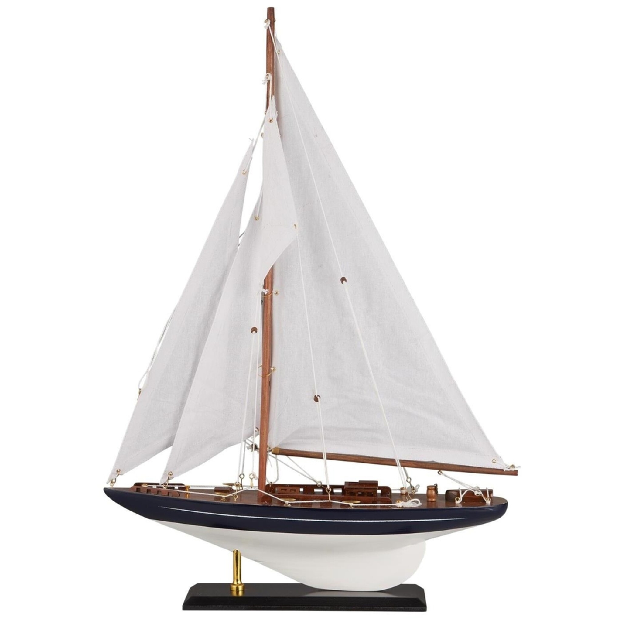 Deko Segelschiff mit leinenfarbigen Segeln, weiss 42 x 9.7 x 61.8 cm