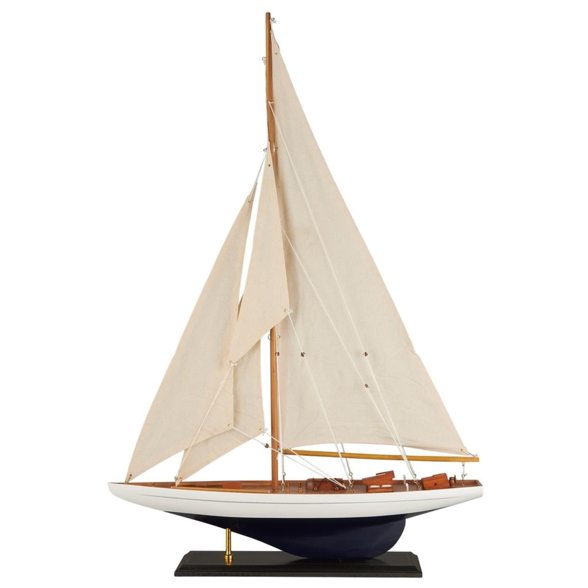 Deko Segelschiff mit leinenfarbigen Segeln, beige 60.5 x 12.5 x 87.5 cm