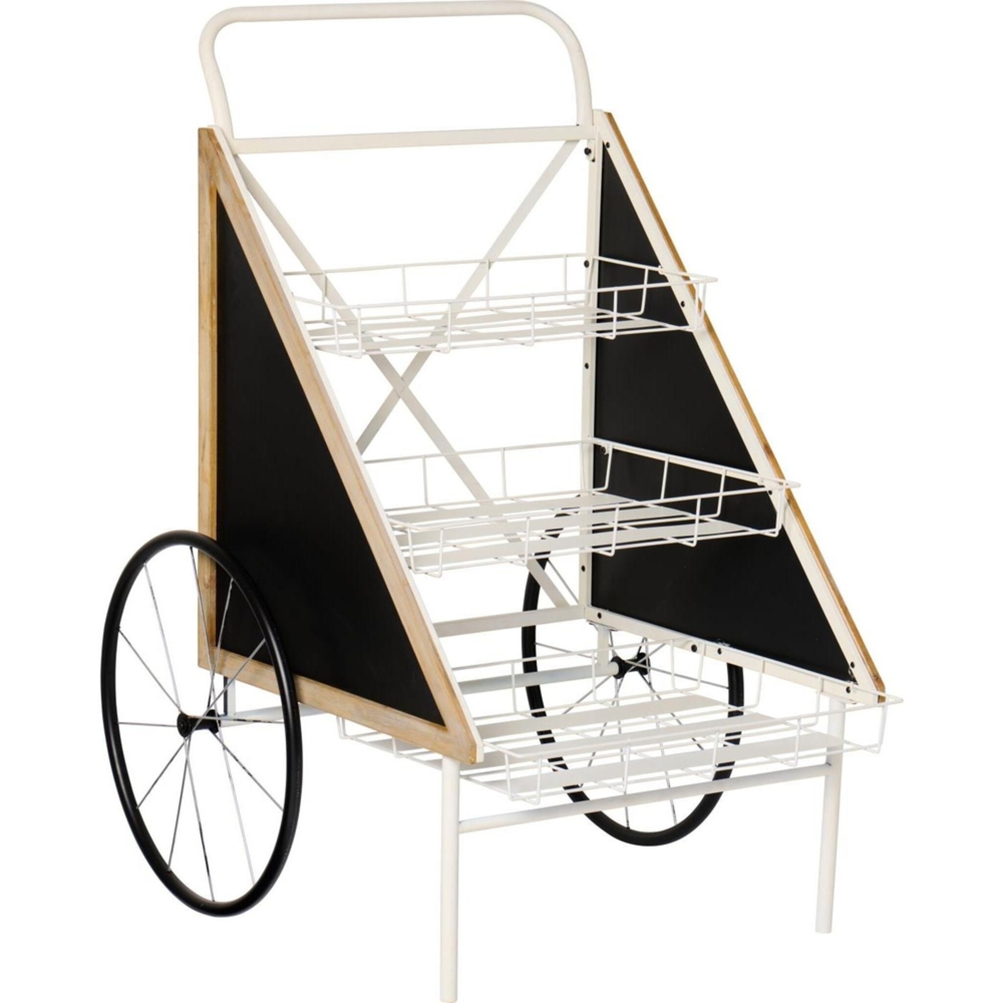 Displaywagen, Blumenwagen auf Rädern, weiss 