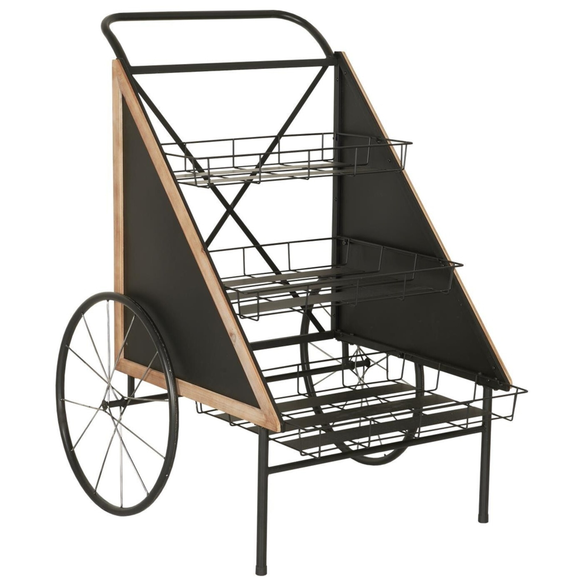 Displaywagen, Blumenwagen auf Rädern, schwarz 