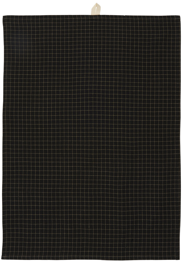 Geschirrtuch mit Karomuster aus Baumwolle, schwarz 
