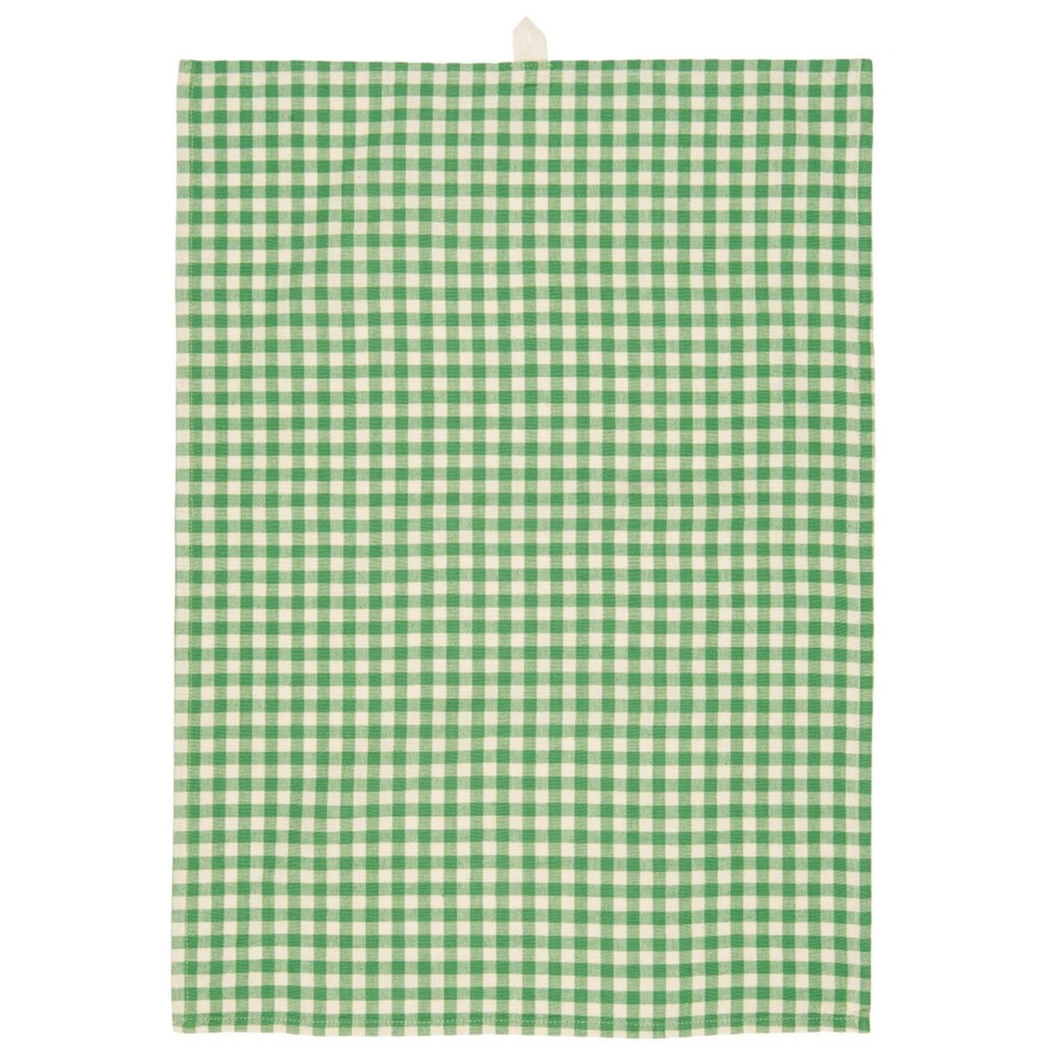 Geschirrtuch mit kleinen naturfarbigen Karos, grün