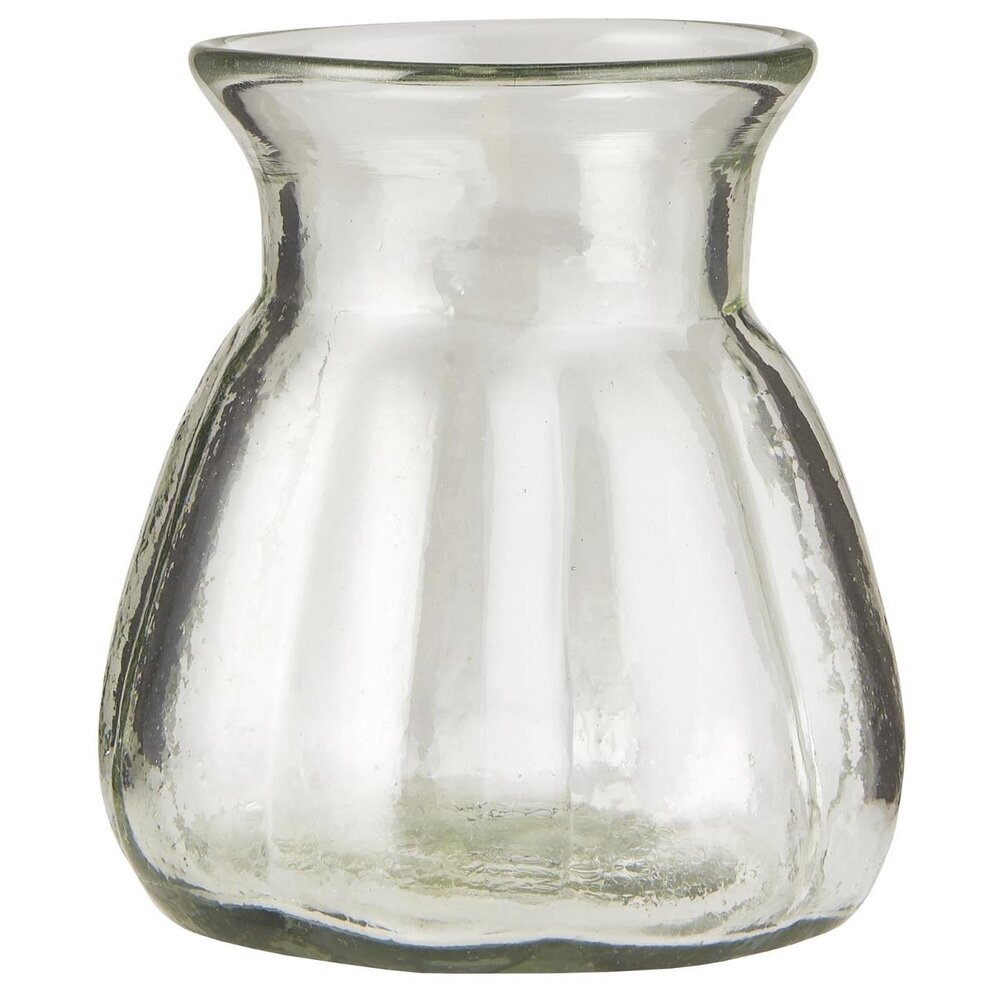 Glas-Vase mit breiten Rillen mundgeblasen, klar 