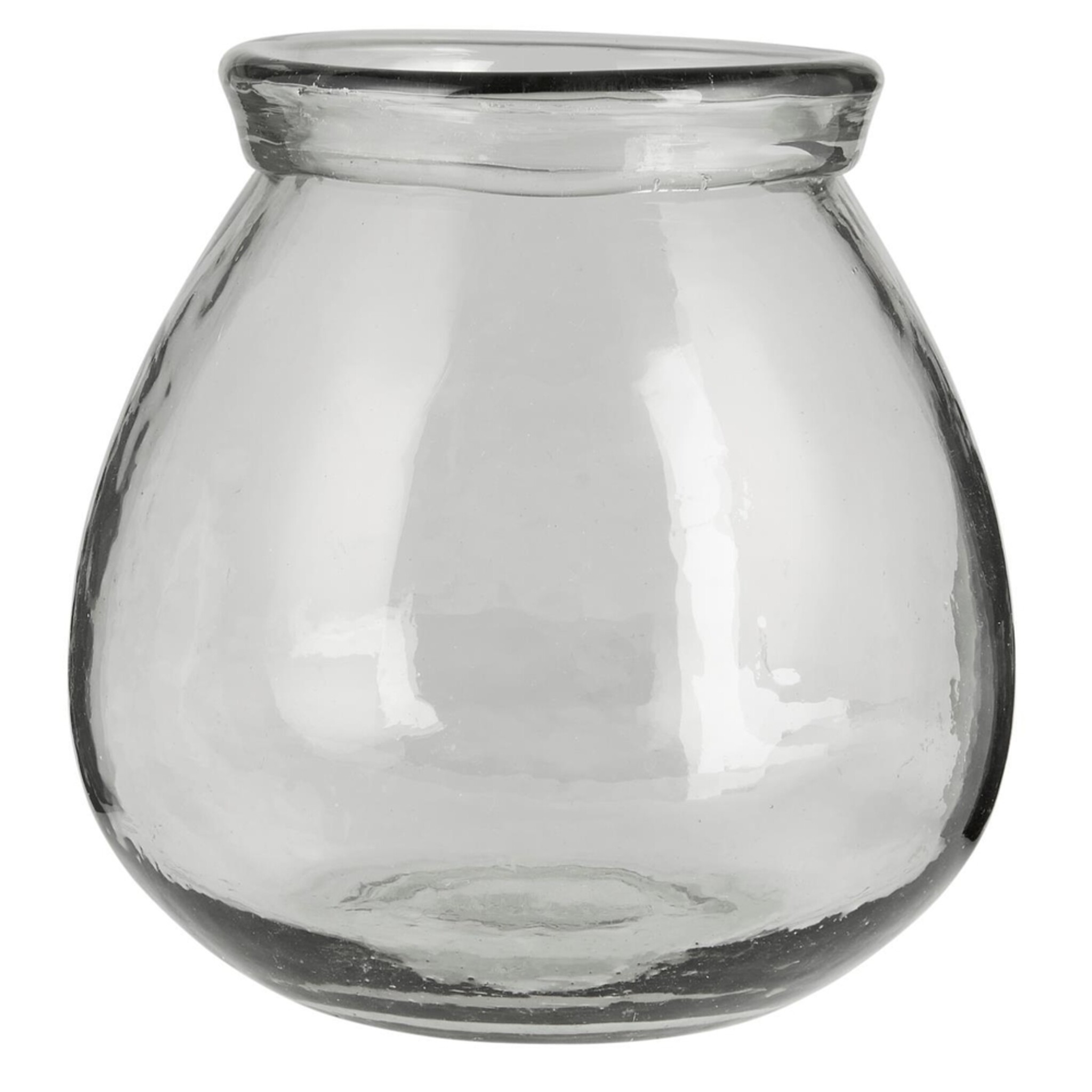Glas Vase mit großer Öffnung, mundgeblasen, klar 