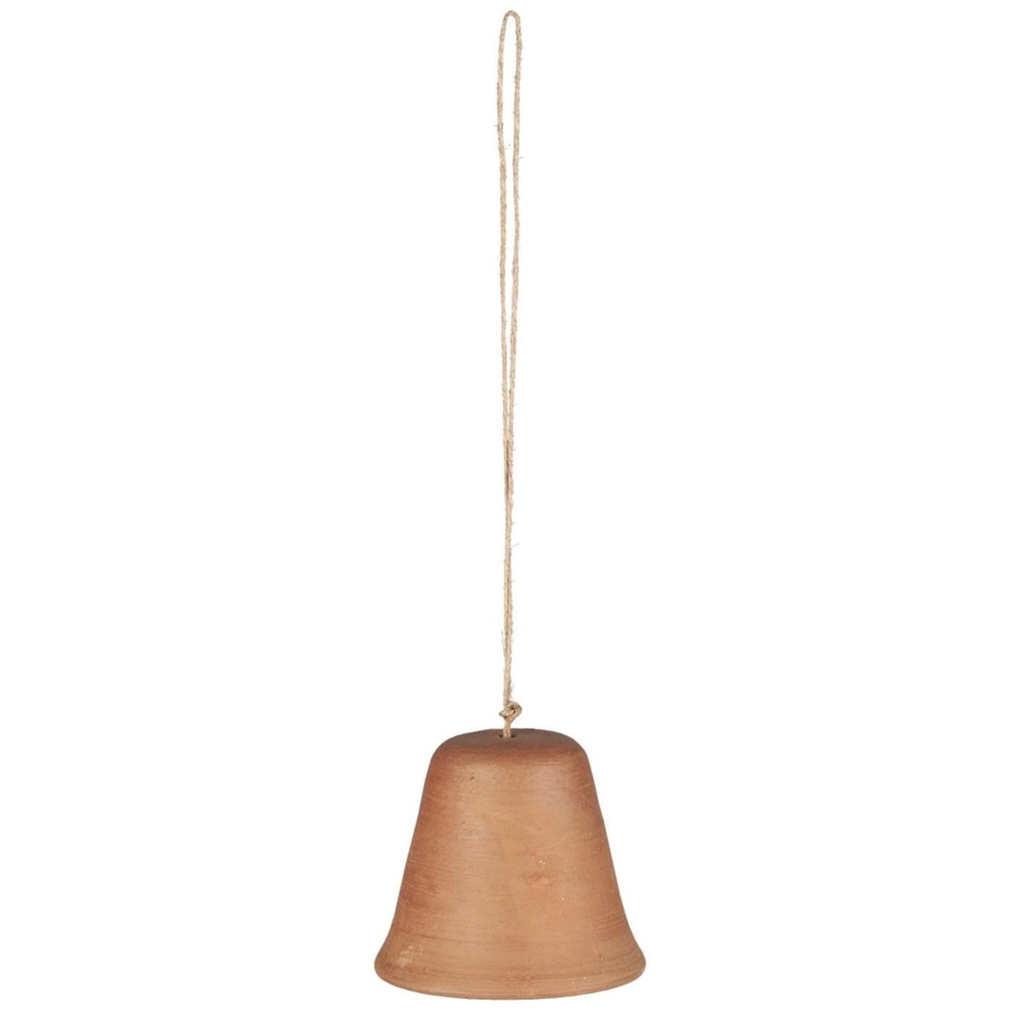 Glocken Aufhänger aus handgefertigtem Ton, braun Höhe 7, Ø 7.8 cm