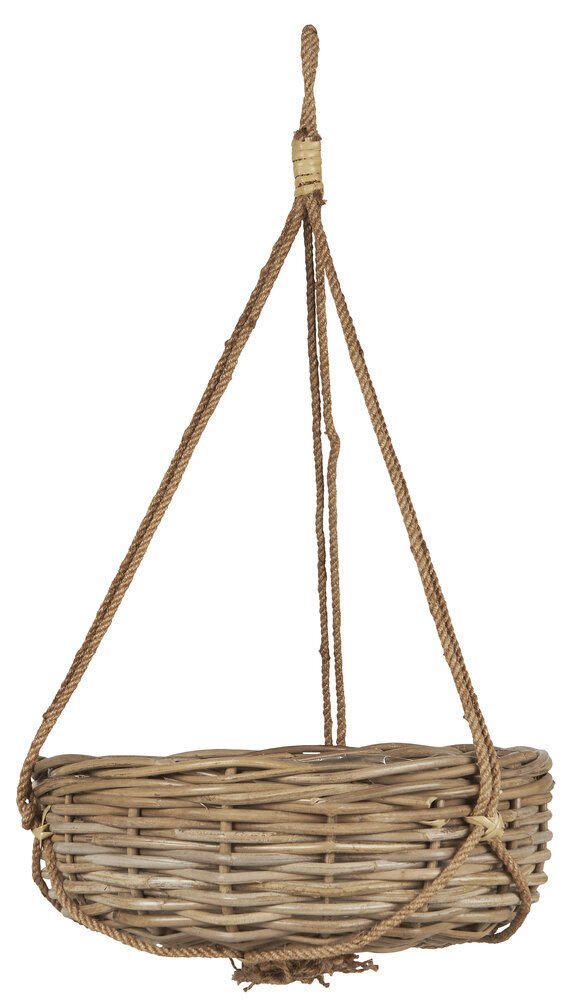 Blumenampel Hängekorb Rattan mit Juteschnur, braun 