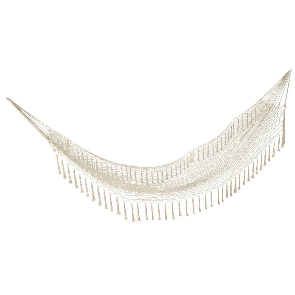 Hängematte naturfarbig gehäkelt mit Quasten, natur 
