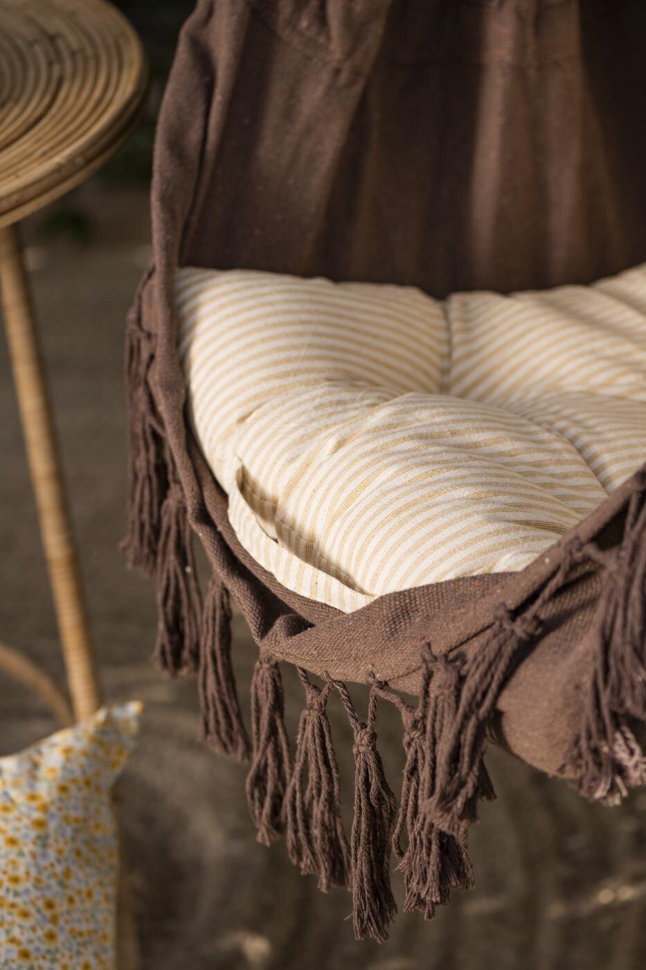 Hängesessel braun Melange mit Quasten, braun