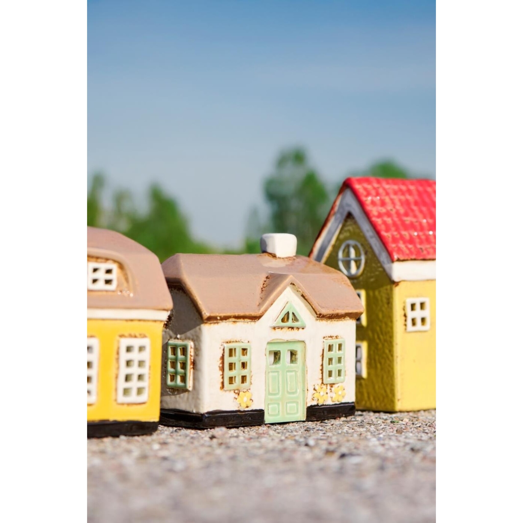 IB Laursen Lichthaus Ebeltoft aus Steingut mit grünen Fenstern, grün 