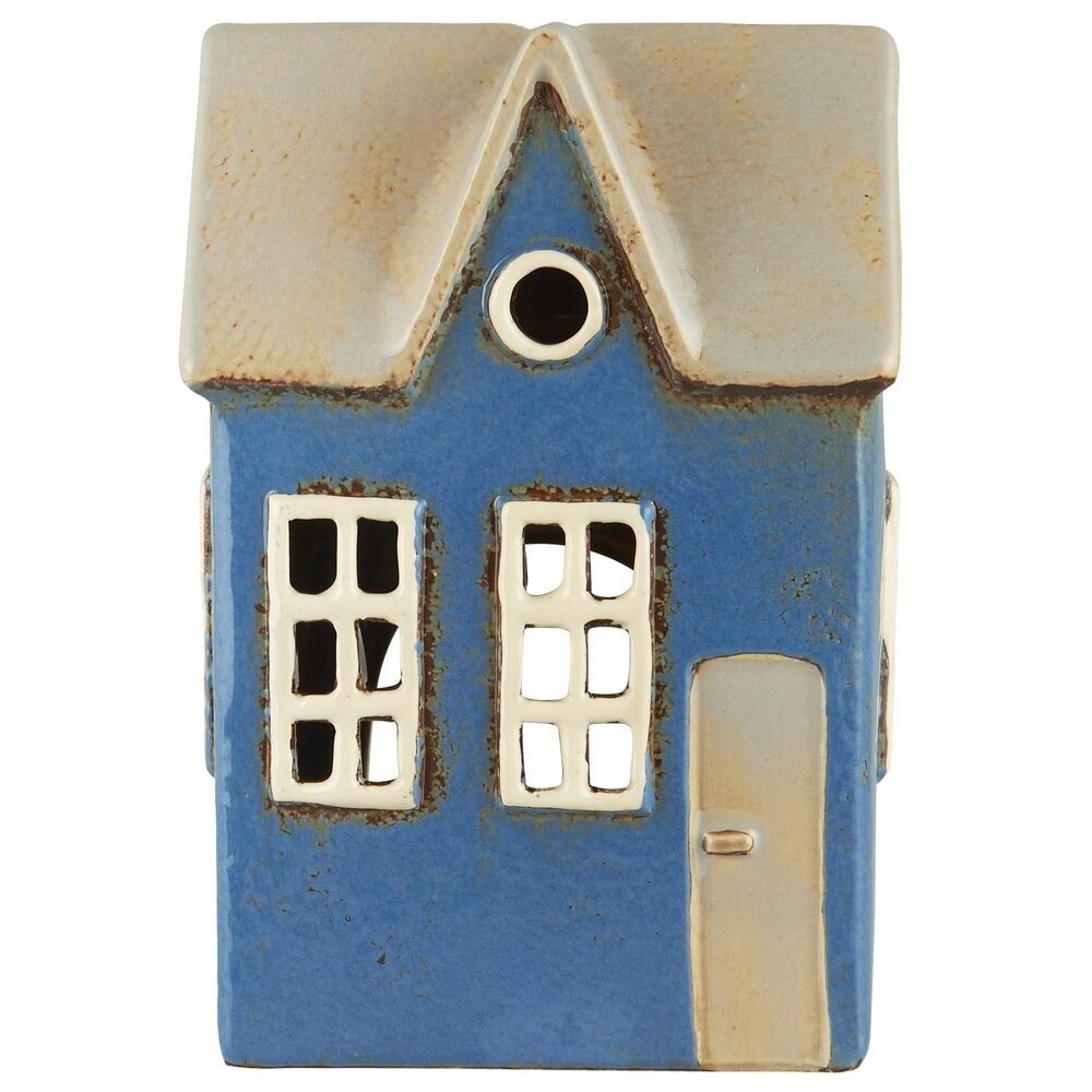 Haus für Teelicht Nyhavn rundes Dachfenster, blau