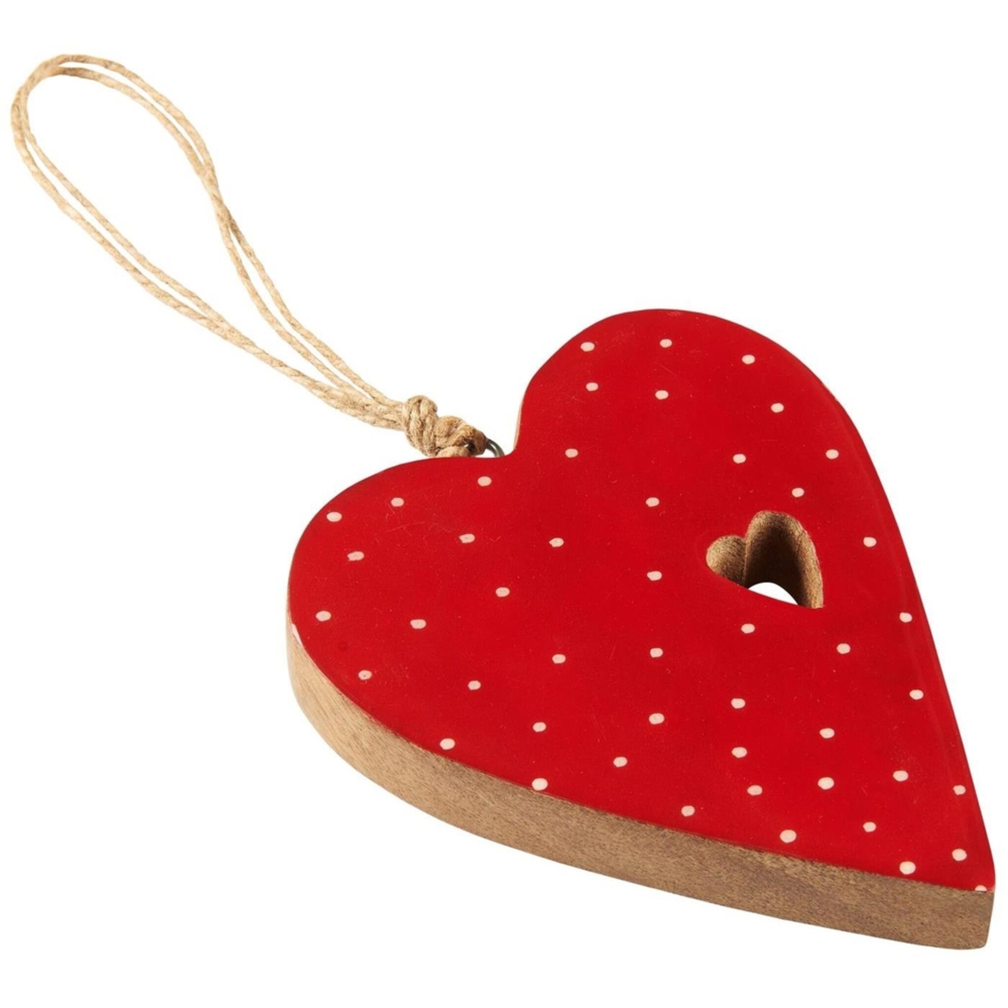 Herz Aufhänger aus Mangoholz, rot 