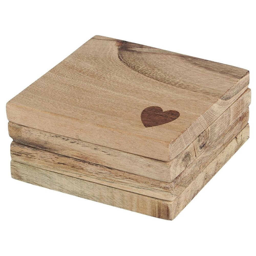 Holz Untersetzer mit Herz 4er, natur 