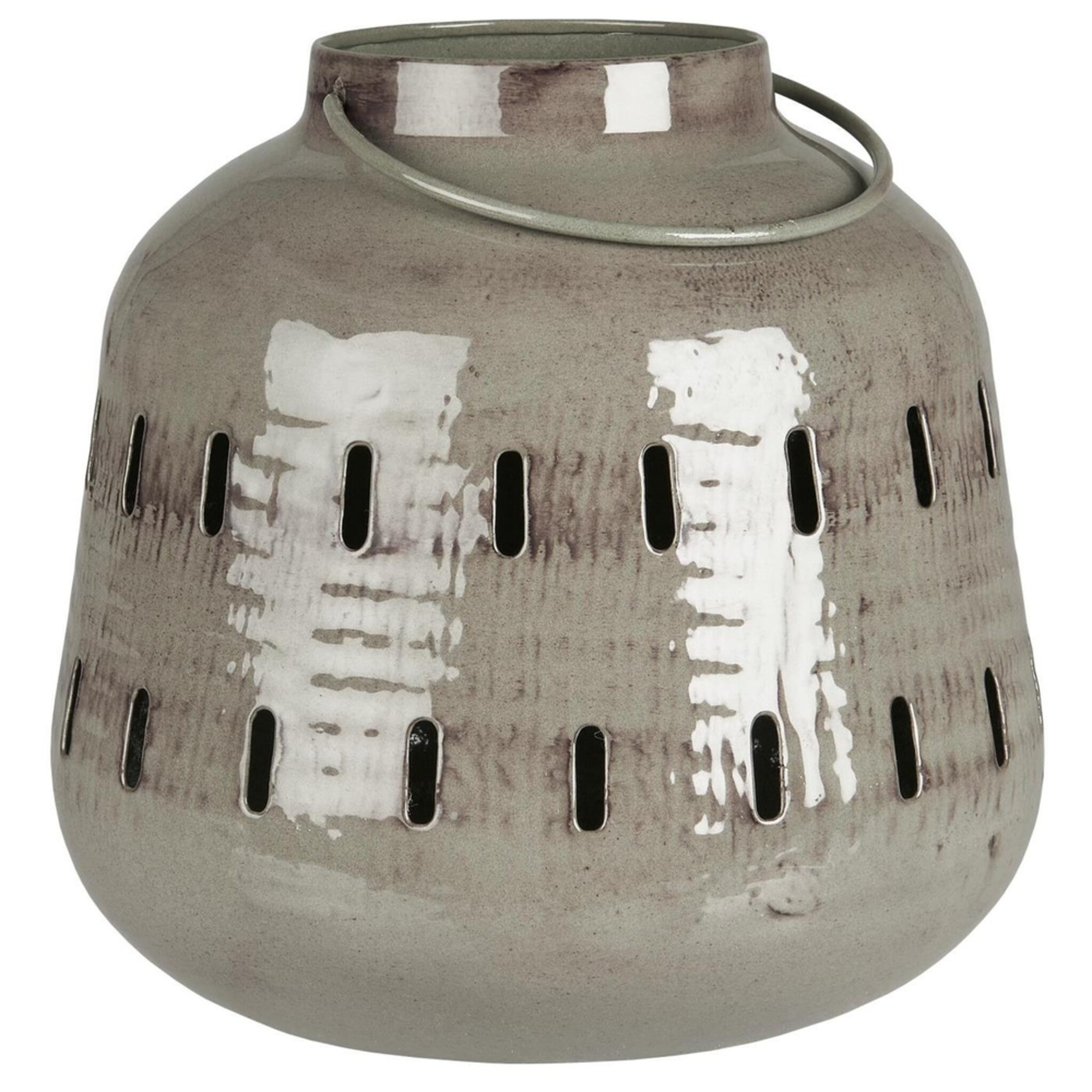 Hurricane mit Lochmuster und Henkel Berkane, grau Höhe 18, Ø 20 cm