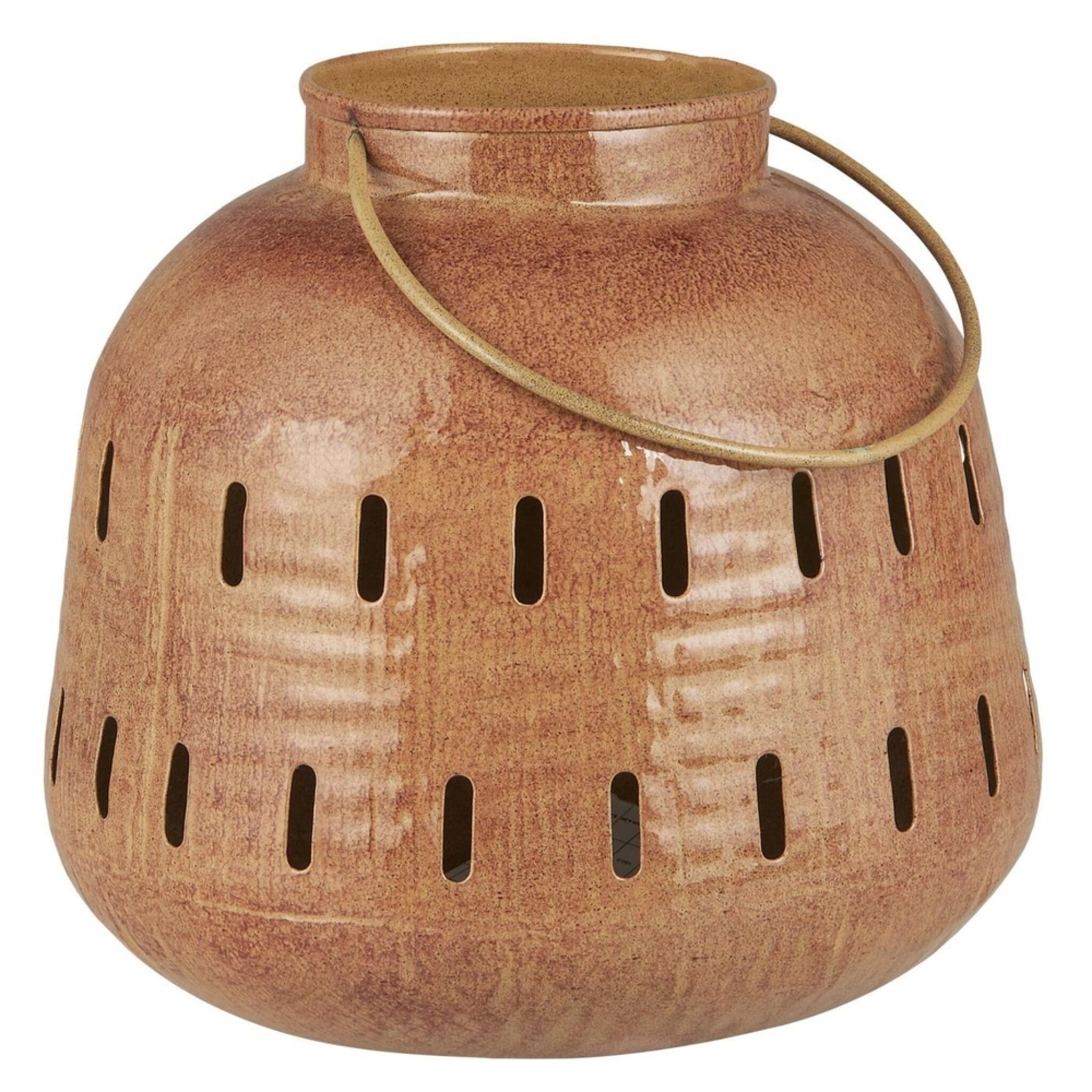 Hurricane mit Lochmuster und Henkel Berkane, braun Höhe 18, Ø 20 cm