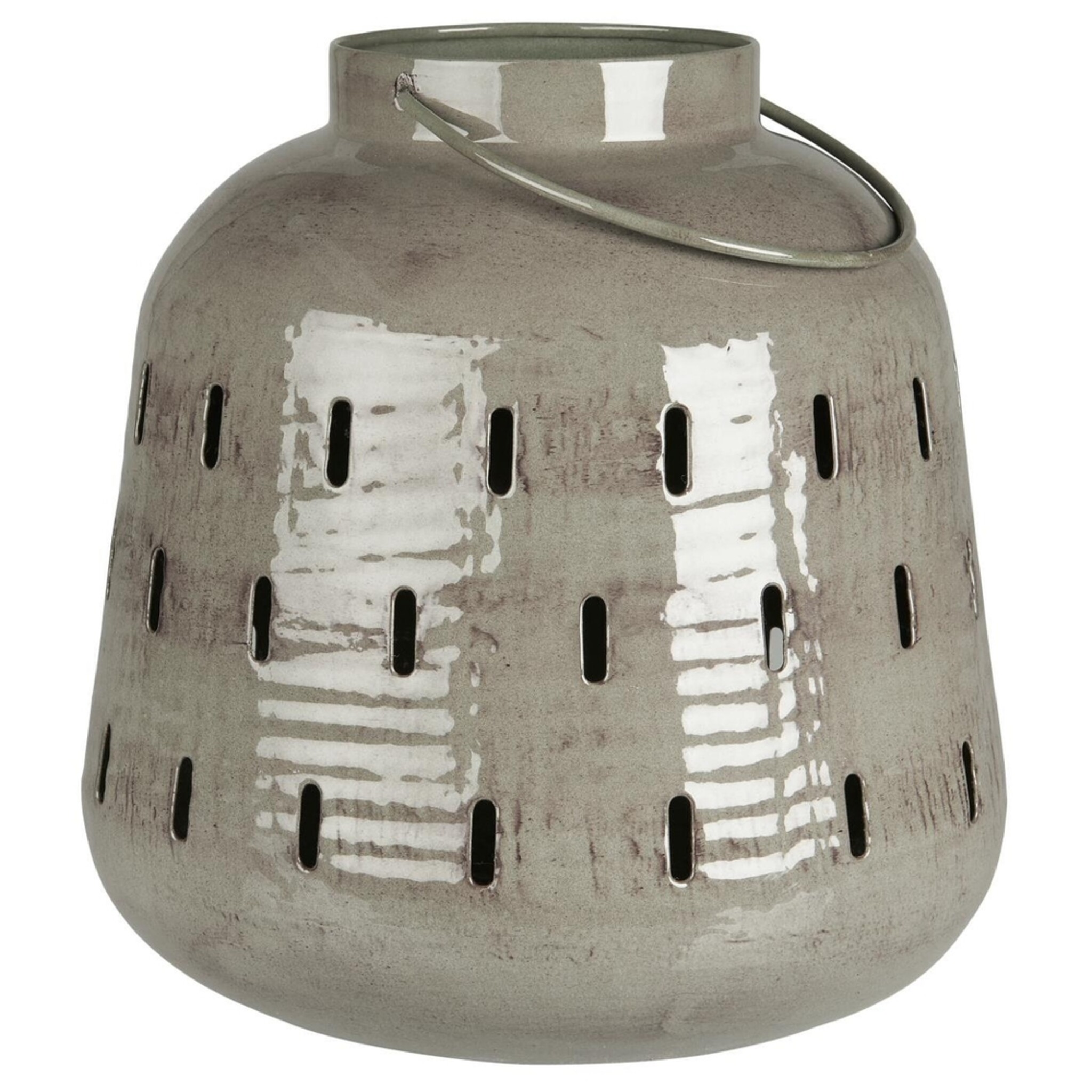 Hurricane mit Lochmuster und Henkel Berkane, grau Höhe 25, Ø 22 cm