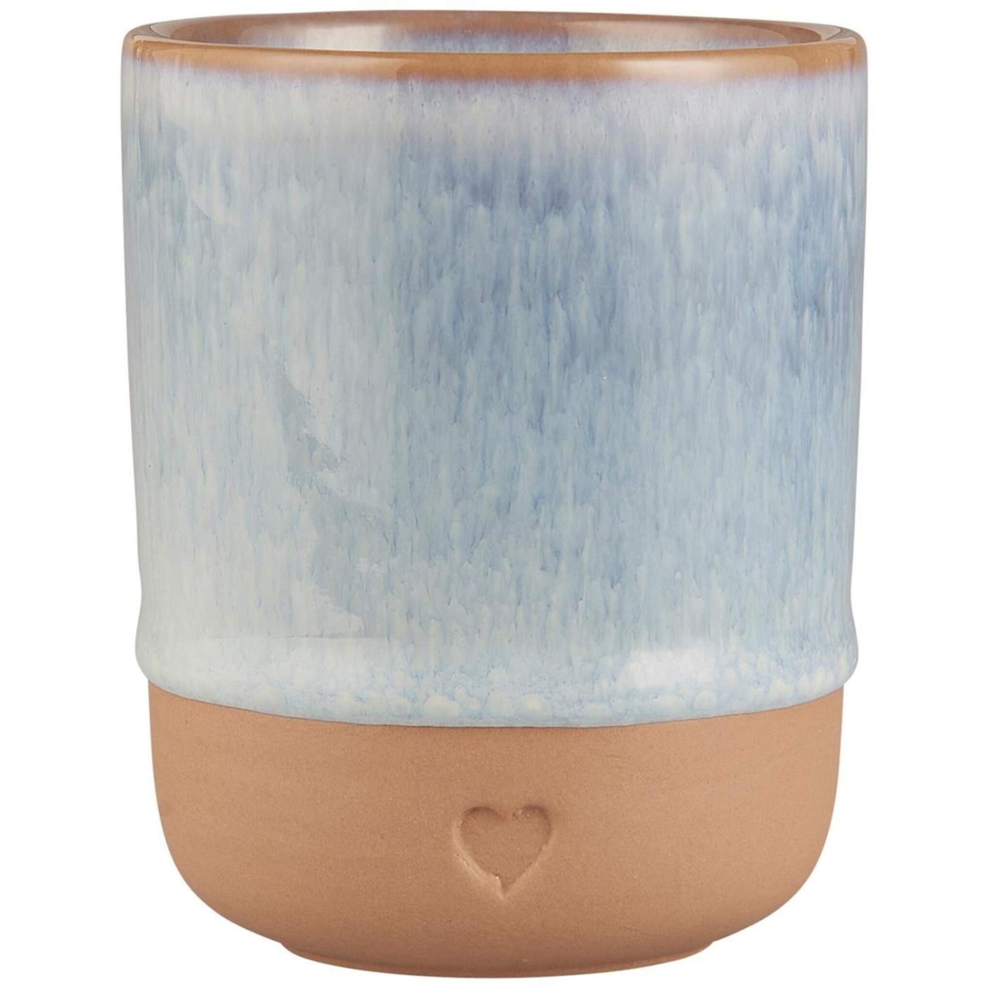 Keramik Becher ohne Henkel Heart, hellblau 