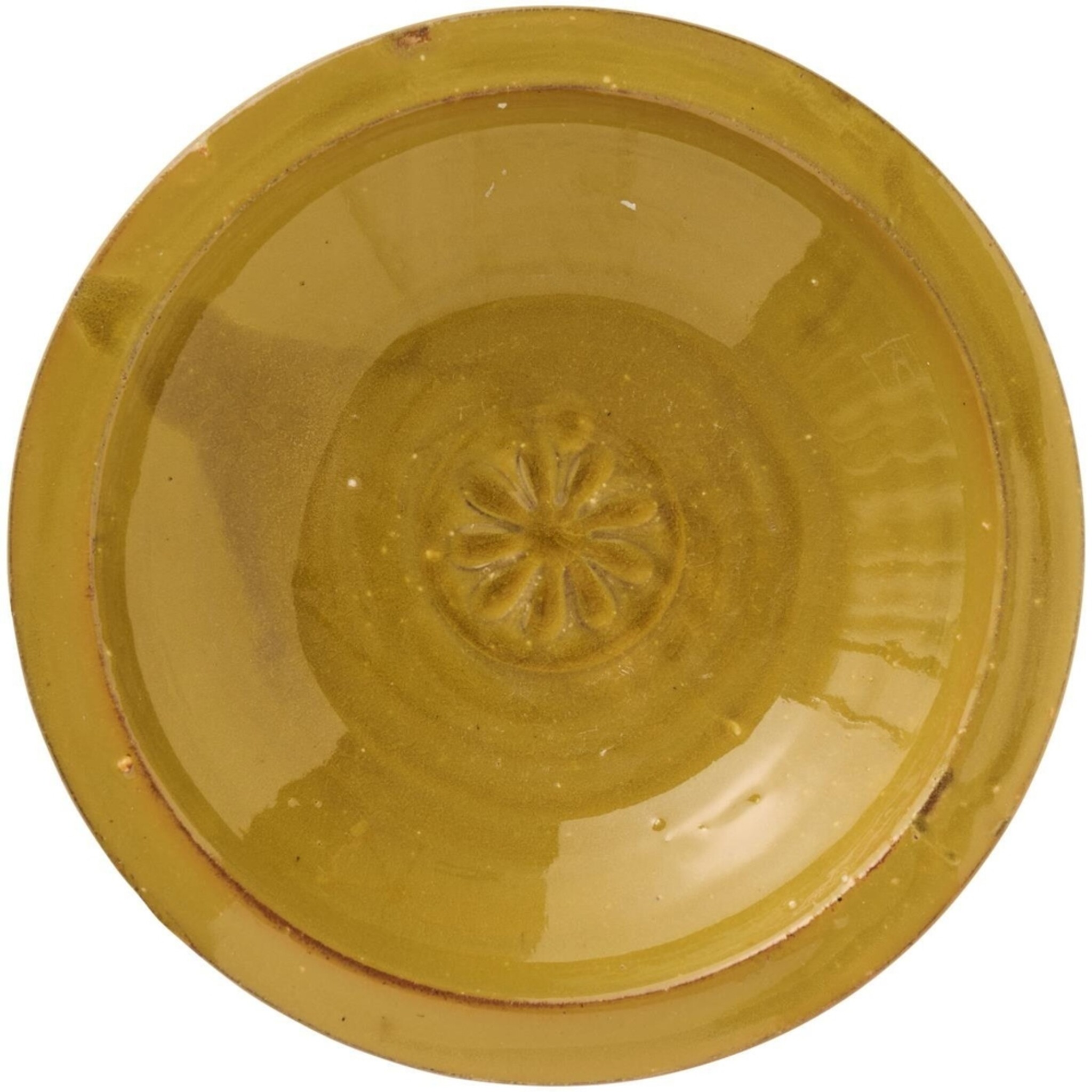 Keramik Deko Schale mit Blume rustikal Avignon, mustard