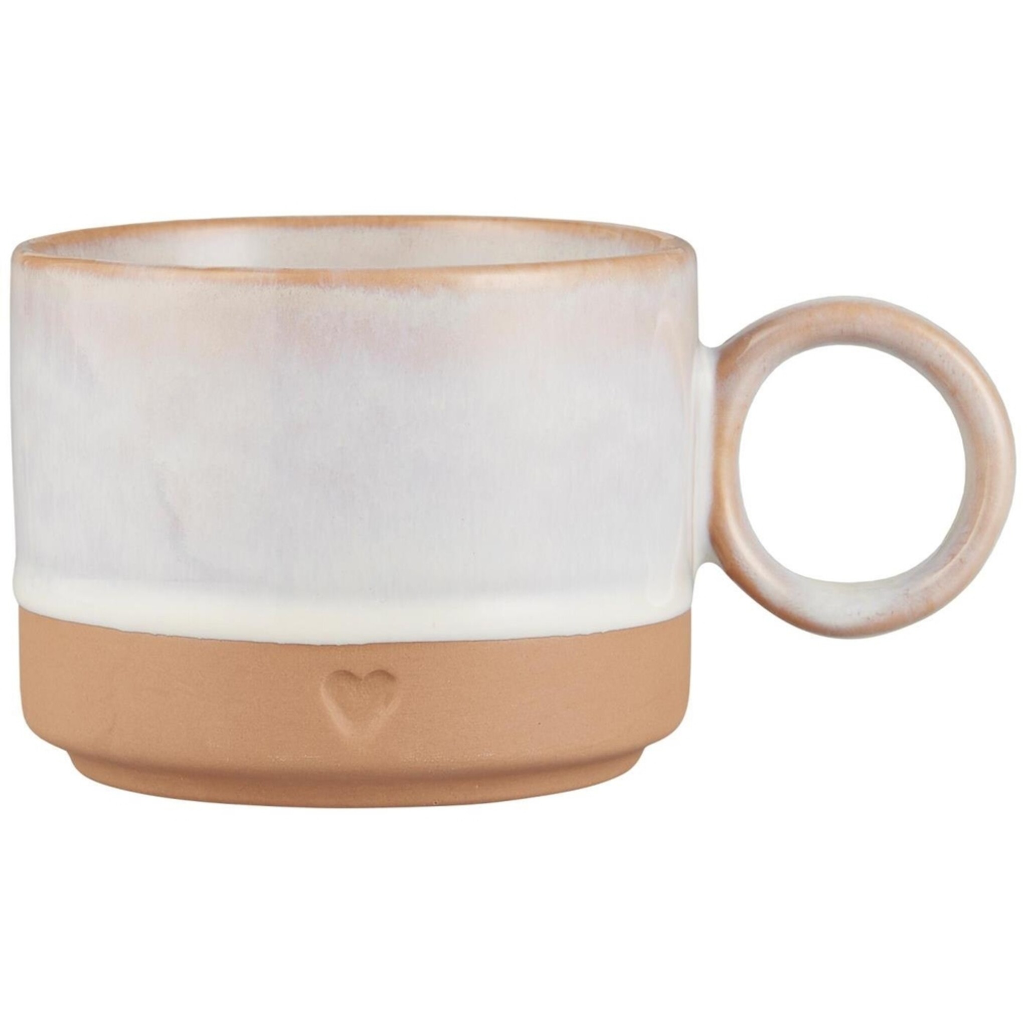 Keramik Tasse mit Henkel Heart, weiss 