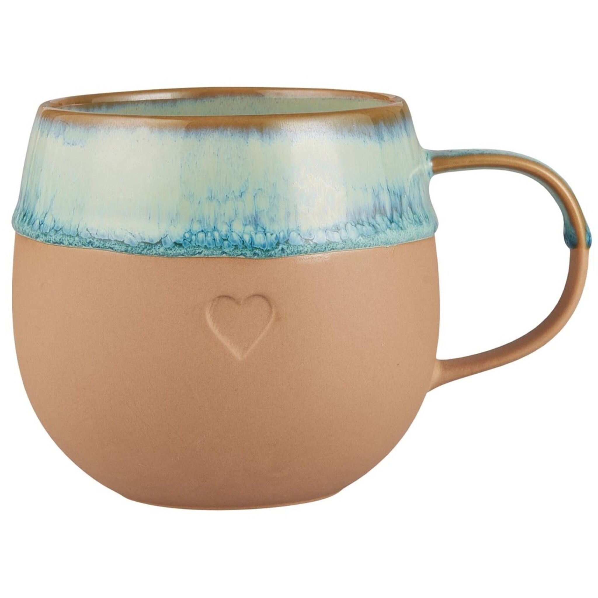 Keramik Tasse mit Henkel Heart, runde Form, aqua 