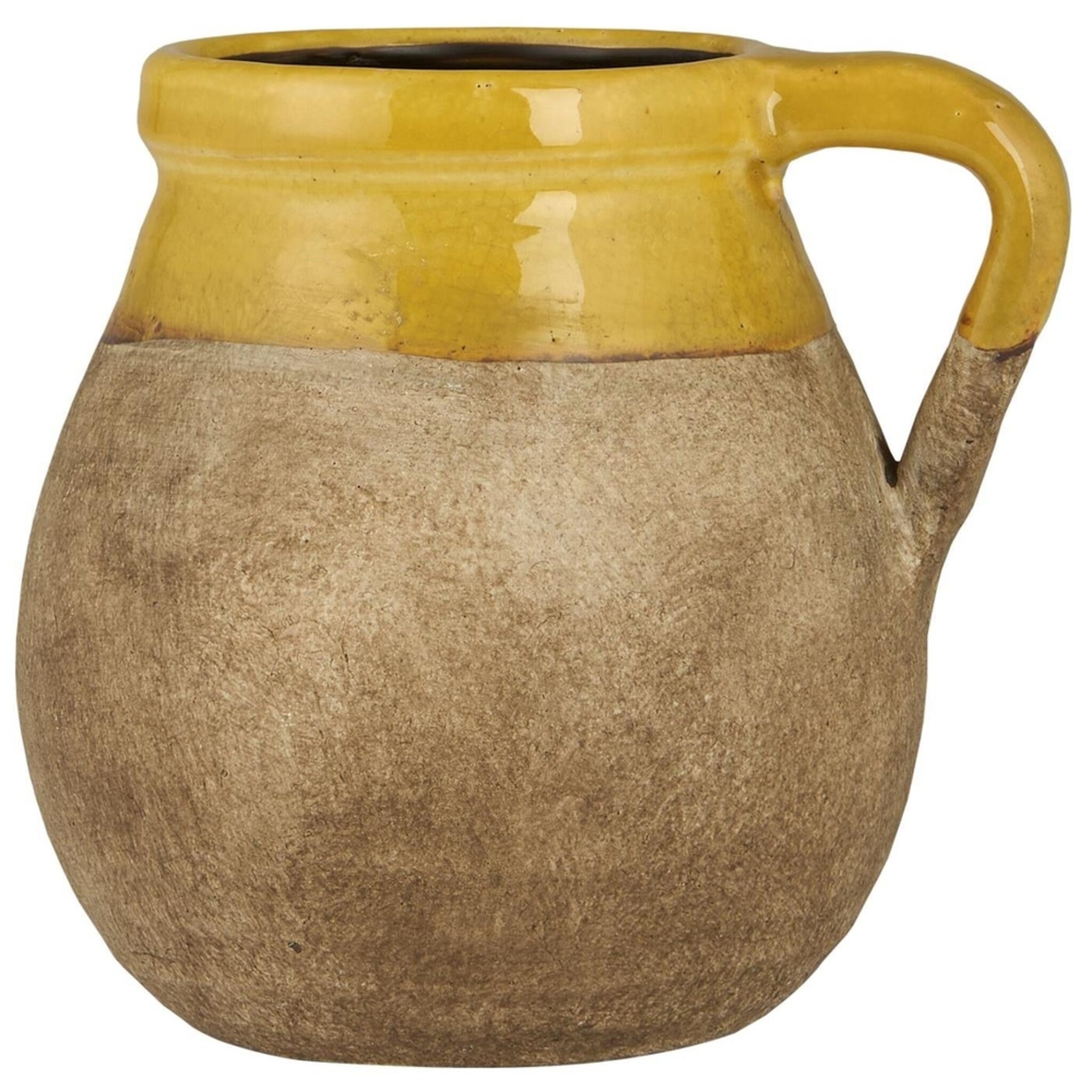 Keramik Vase mit Henkel naturfarbig Avignon, gelb