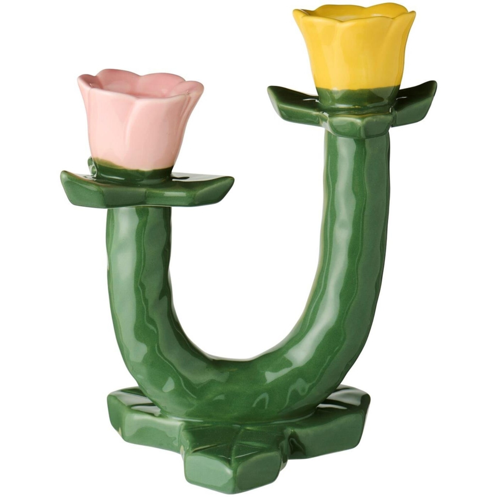 IB Laursen Keramik Kerzenhalter Blumenwiese, grün 