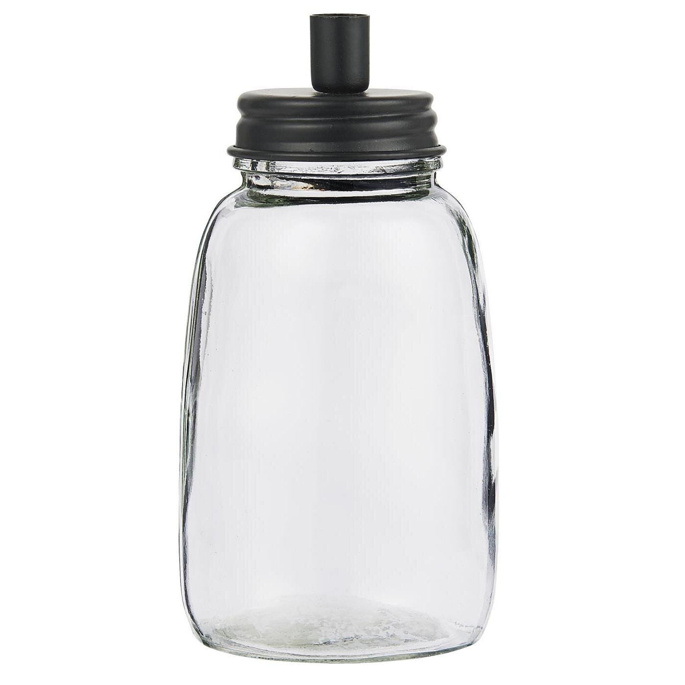 Kerzenhalter für dünne Kerzen mit Metalldeckel, schwarz 