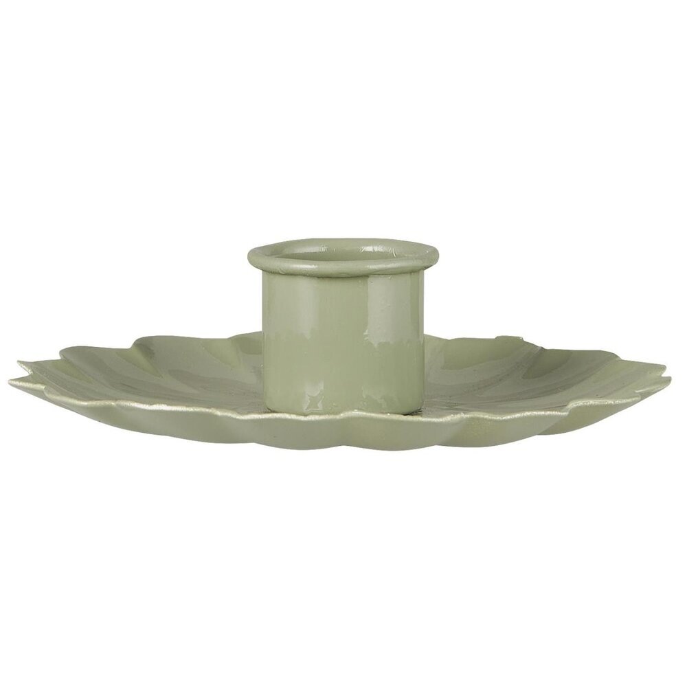 Kerzenhalter für Stabkerze Blumenform, hellgrün 