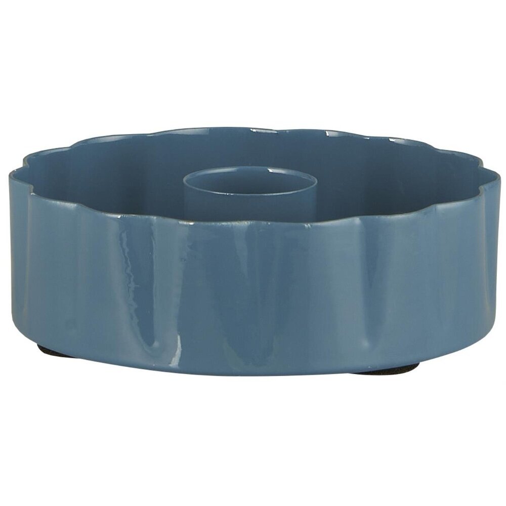 Kerzenhalter für Stabkerze gewellte Kante, cornflower 