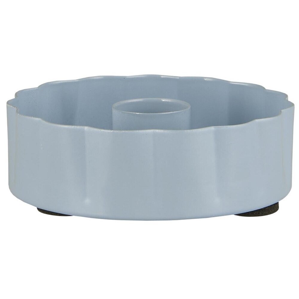 Kerzenhalter für Stabkerze gewellte Kante, hellblau 