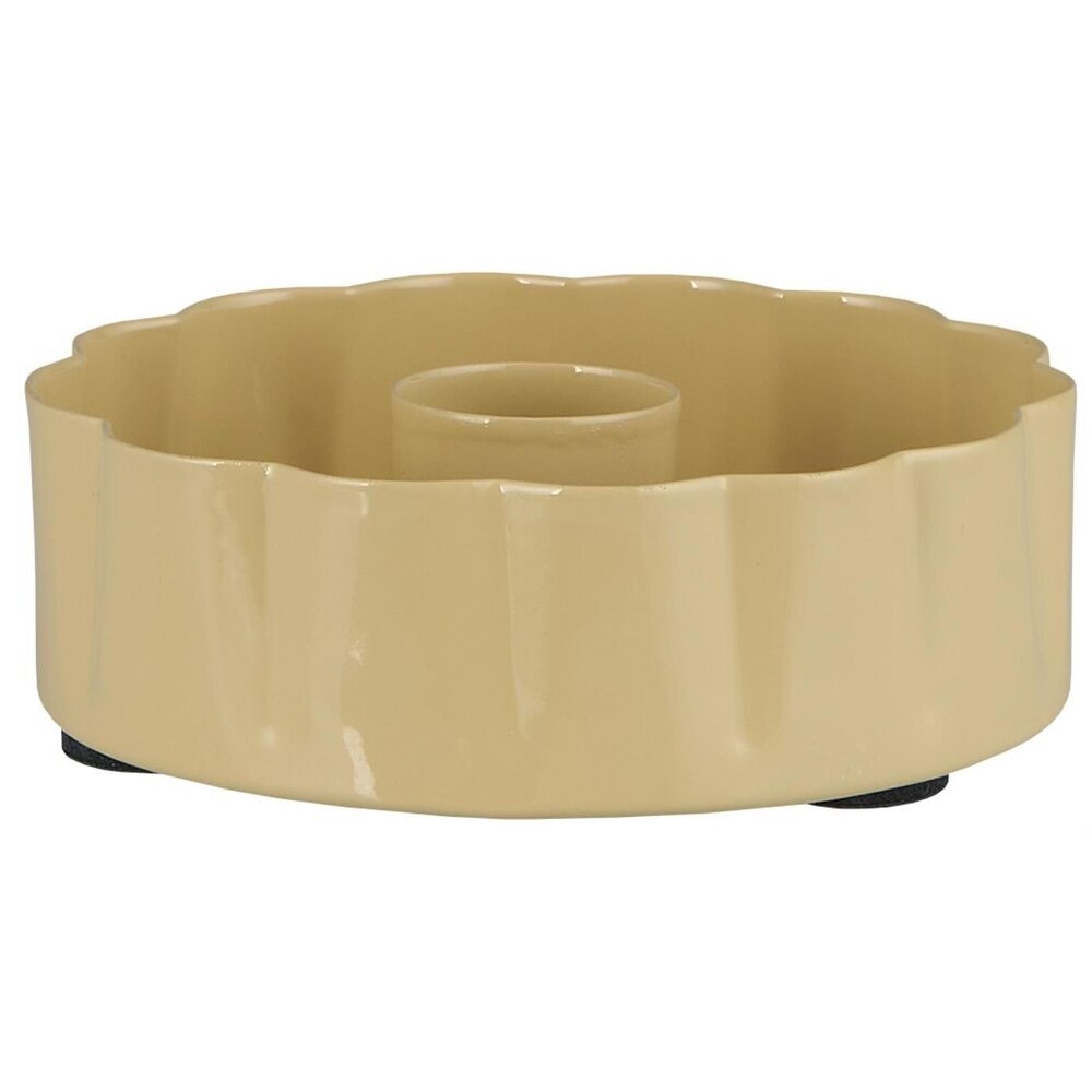 Kerzenhalter für Stabkerze gewellte Kante, wheat straw 